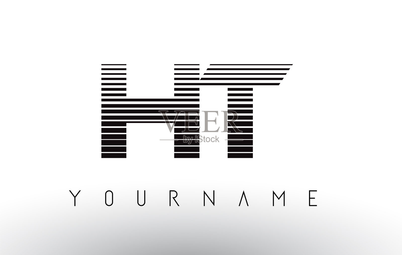 黑白横条纹字母插画图片素材