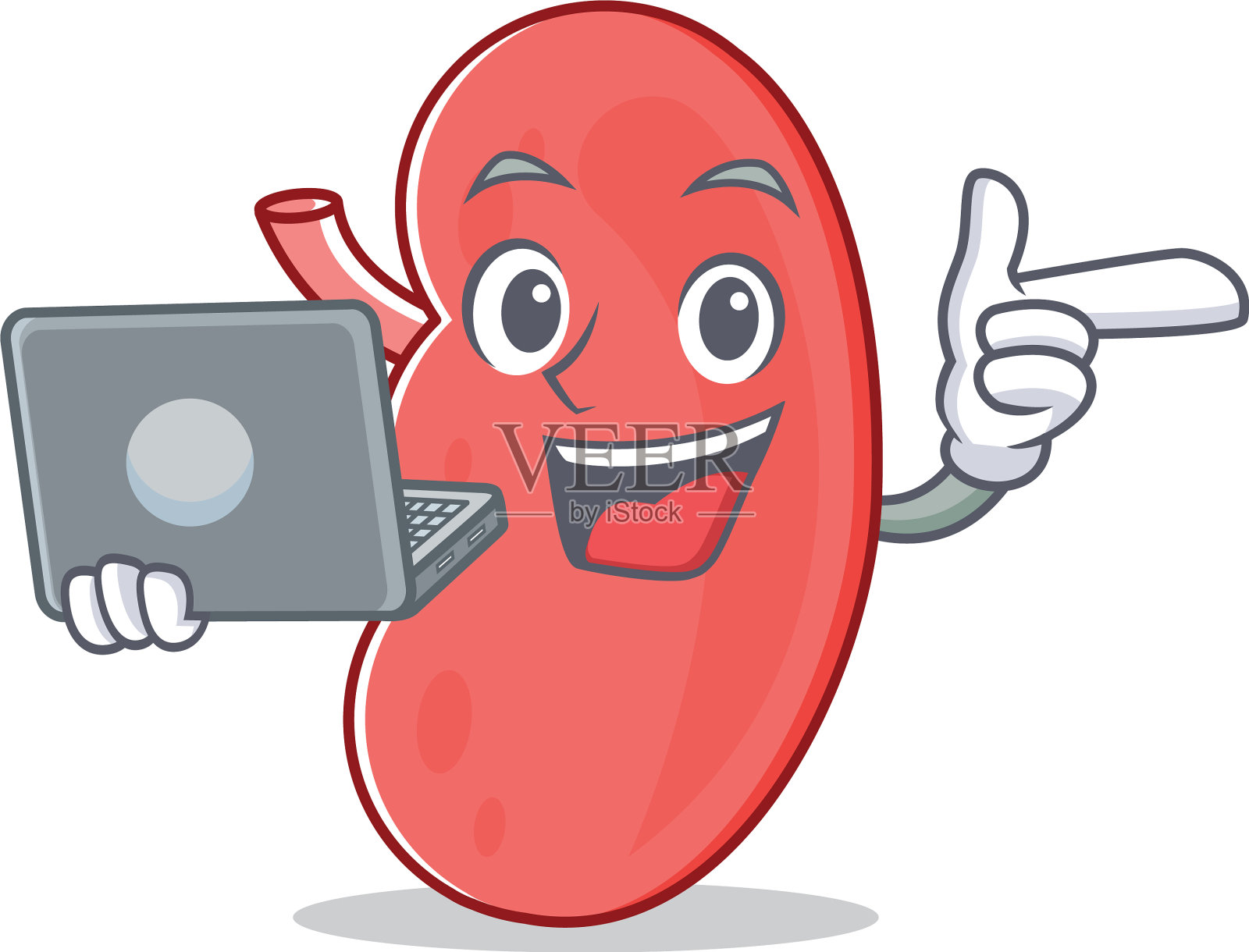 用笔记本电脑的肾人物卡通风格设计元素图片