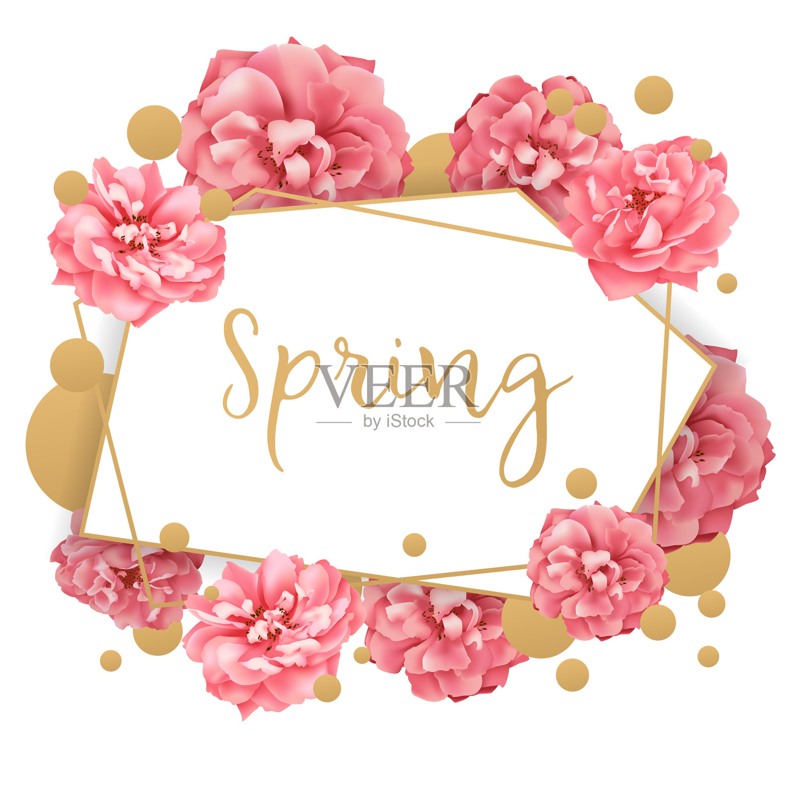 逼真的粉红玫瑰3d玫瑰设计元素图片