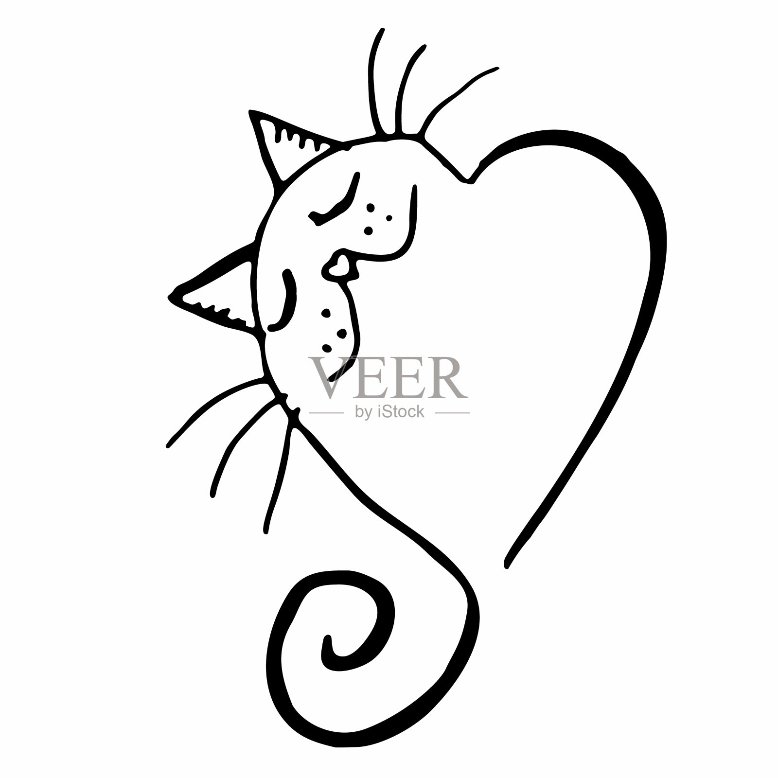 动物爱心象征爪印用心,孤立向量插画图片素材