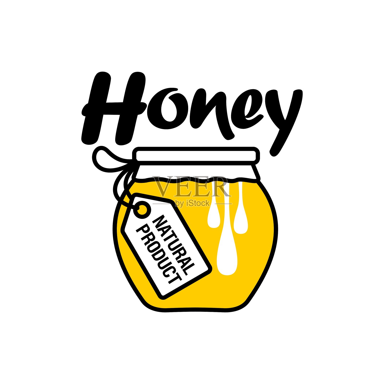 手绘蜂蜜罐标识蜂房产品设计元素图片