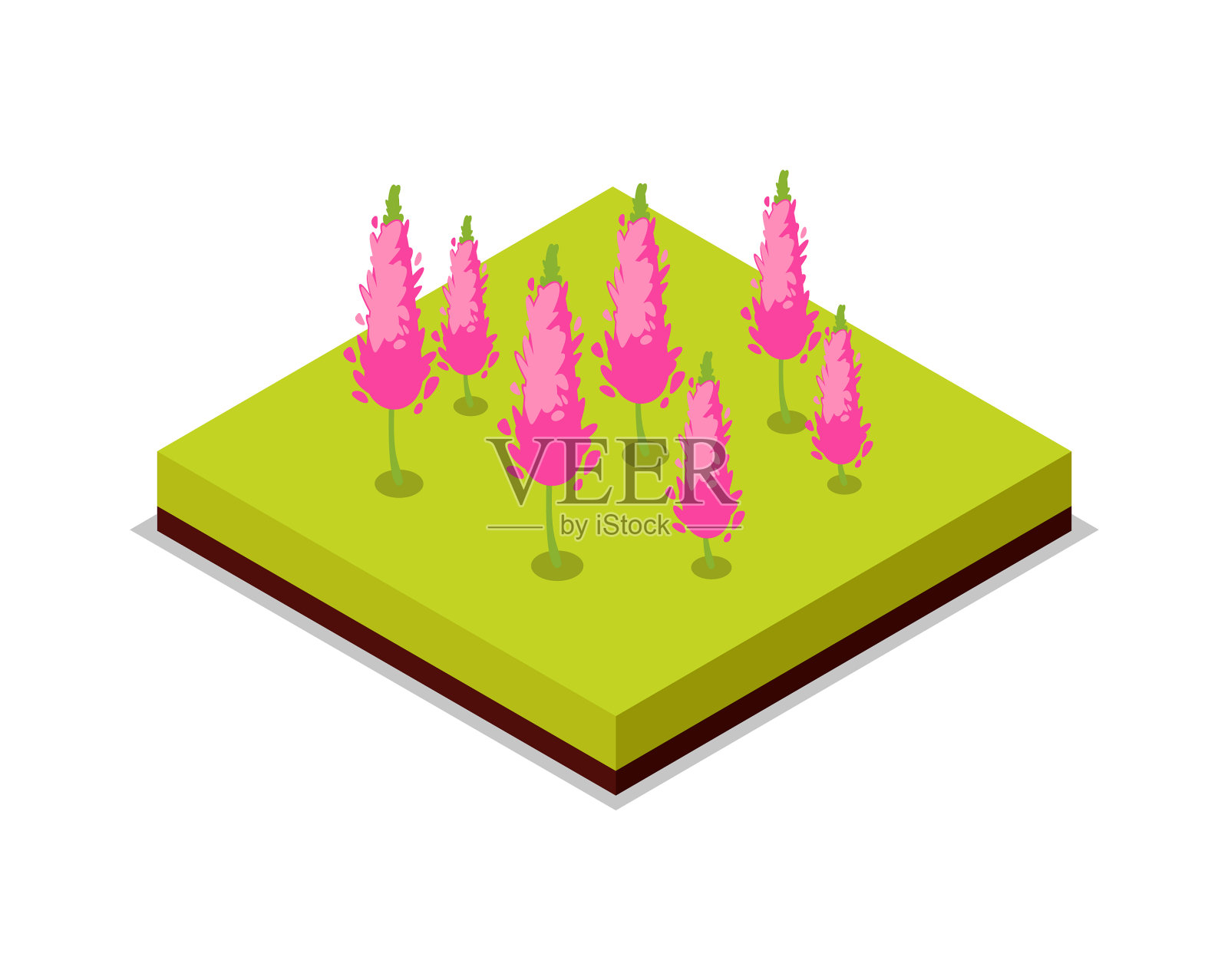 粉色花朵等距3d图标设计元素图片
