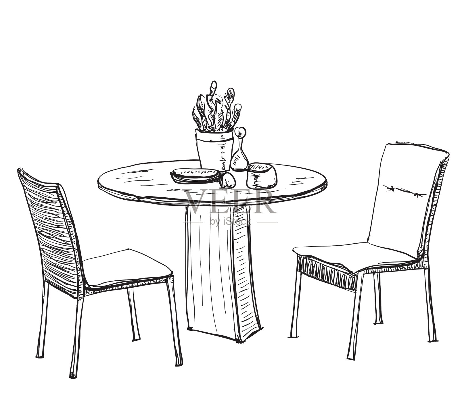 夏日咖啡厅厨房室内家具设计元素图片