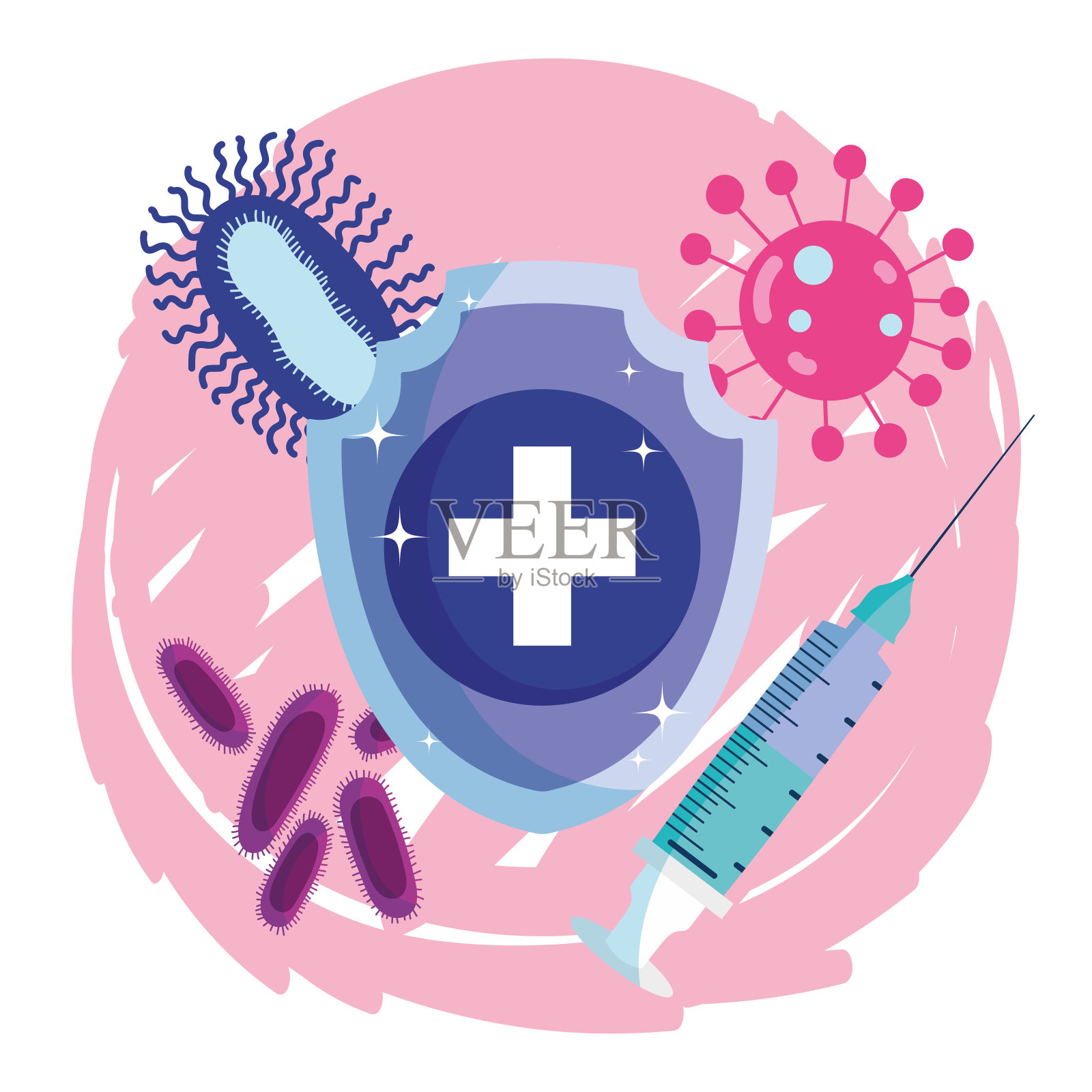 谢谢医生,盾牌防护注射器冠状病毒19插画图片素材