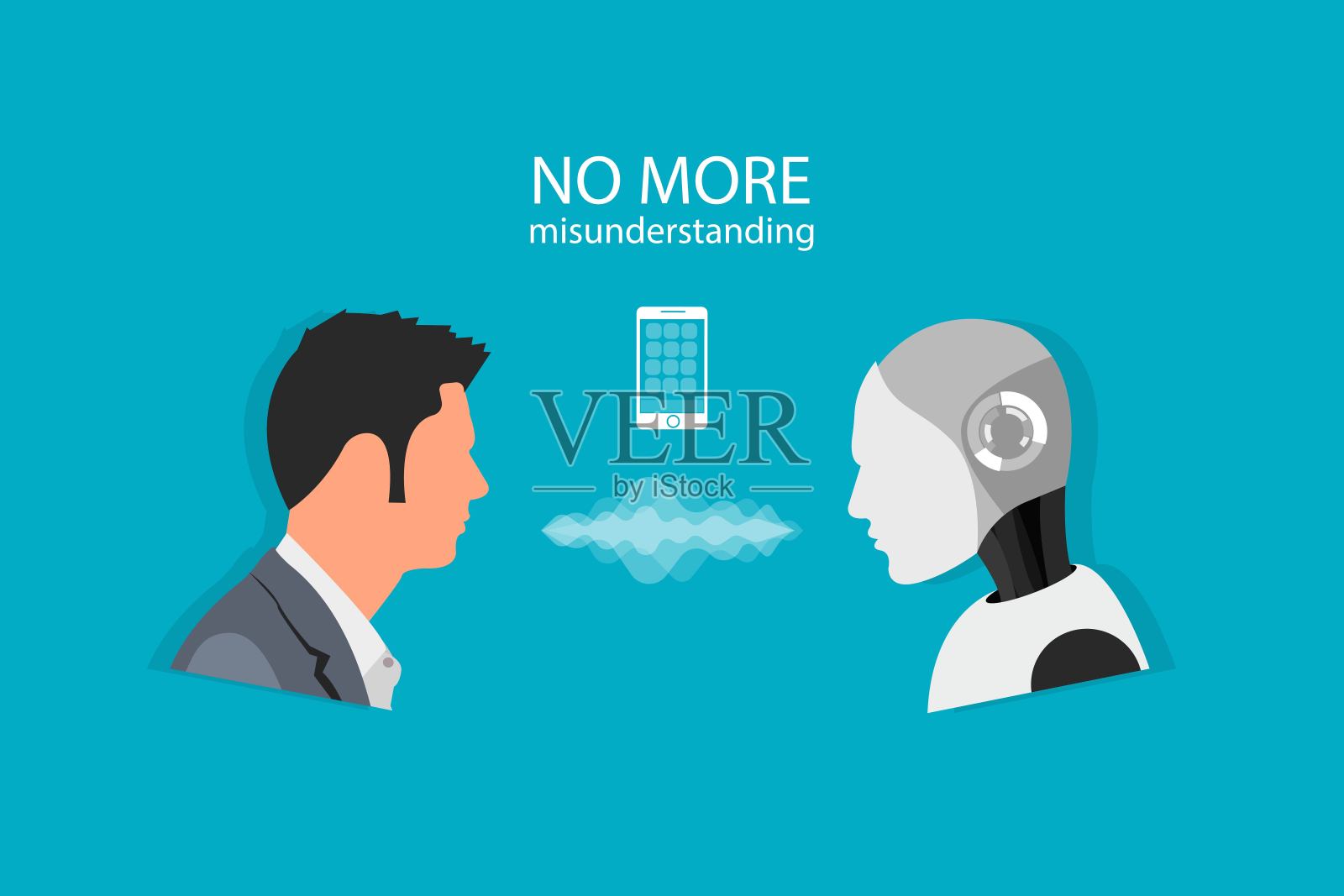 人类语音识别系统和智能辅助的概念插画图片素材