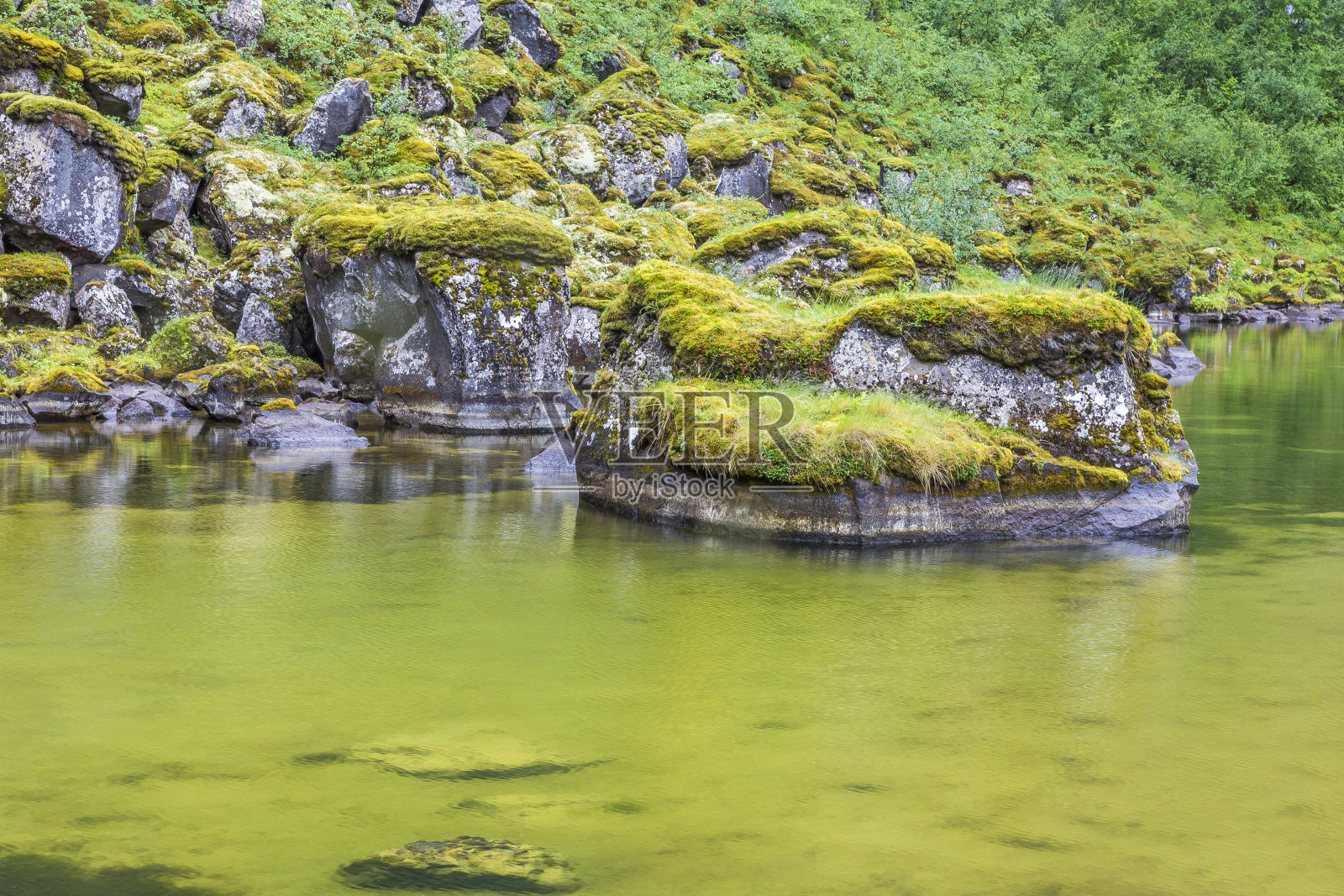 冰岛Ásbyrgi国家公园白天的湖景照片摄影图片