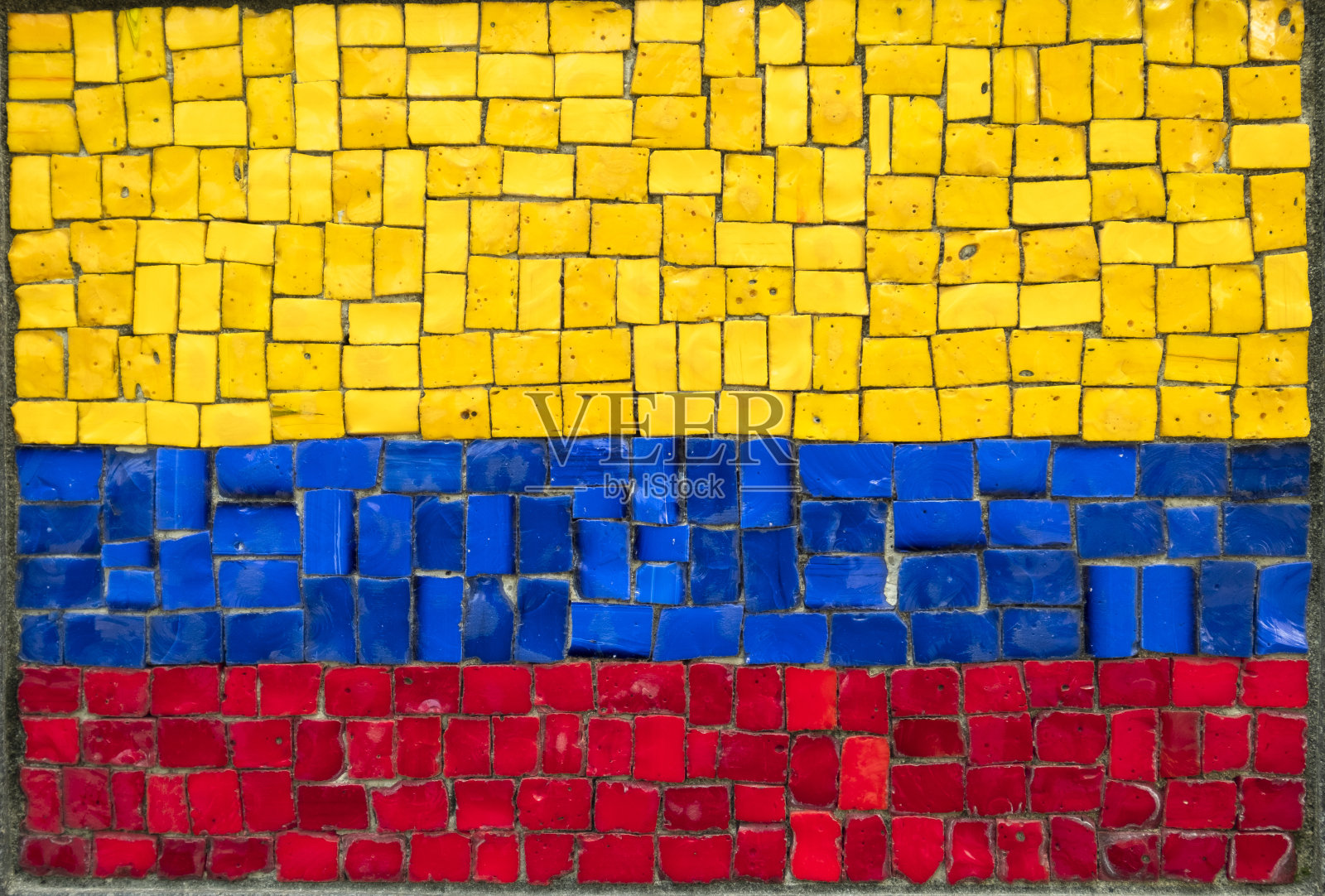 哥伦比亚旗石马赛克照片摄影图片