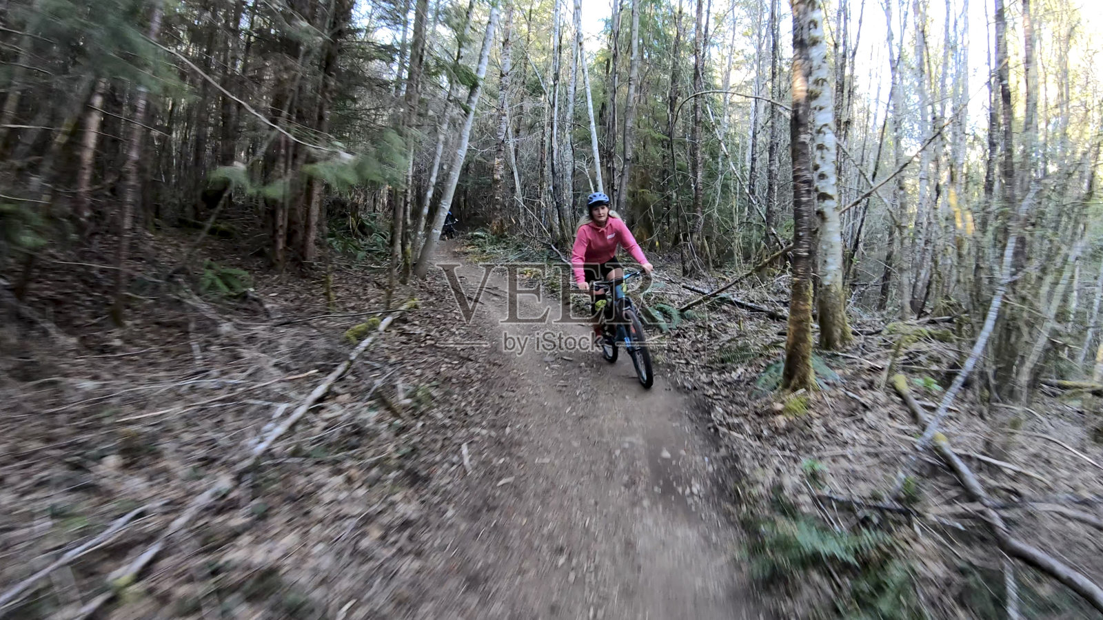 女山地自行车沿着森林小径照片摄影图片