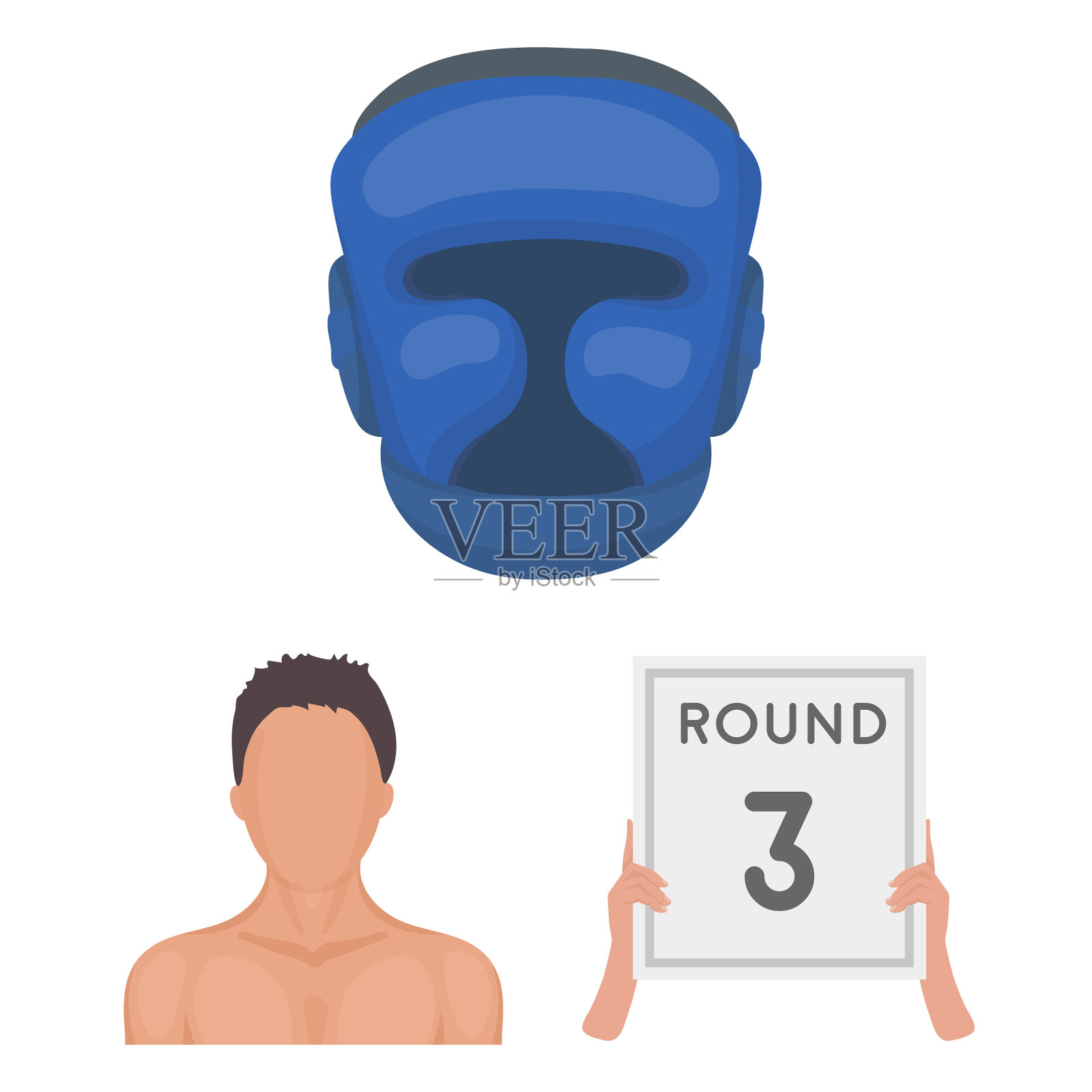 拳击极限运动卡通图标设置图标素材