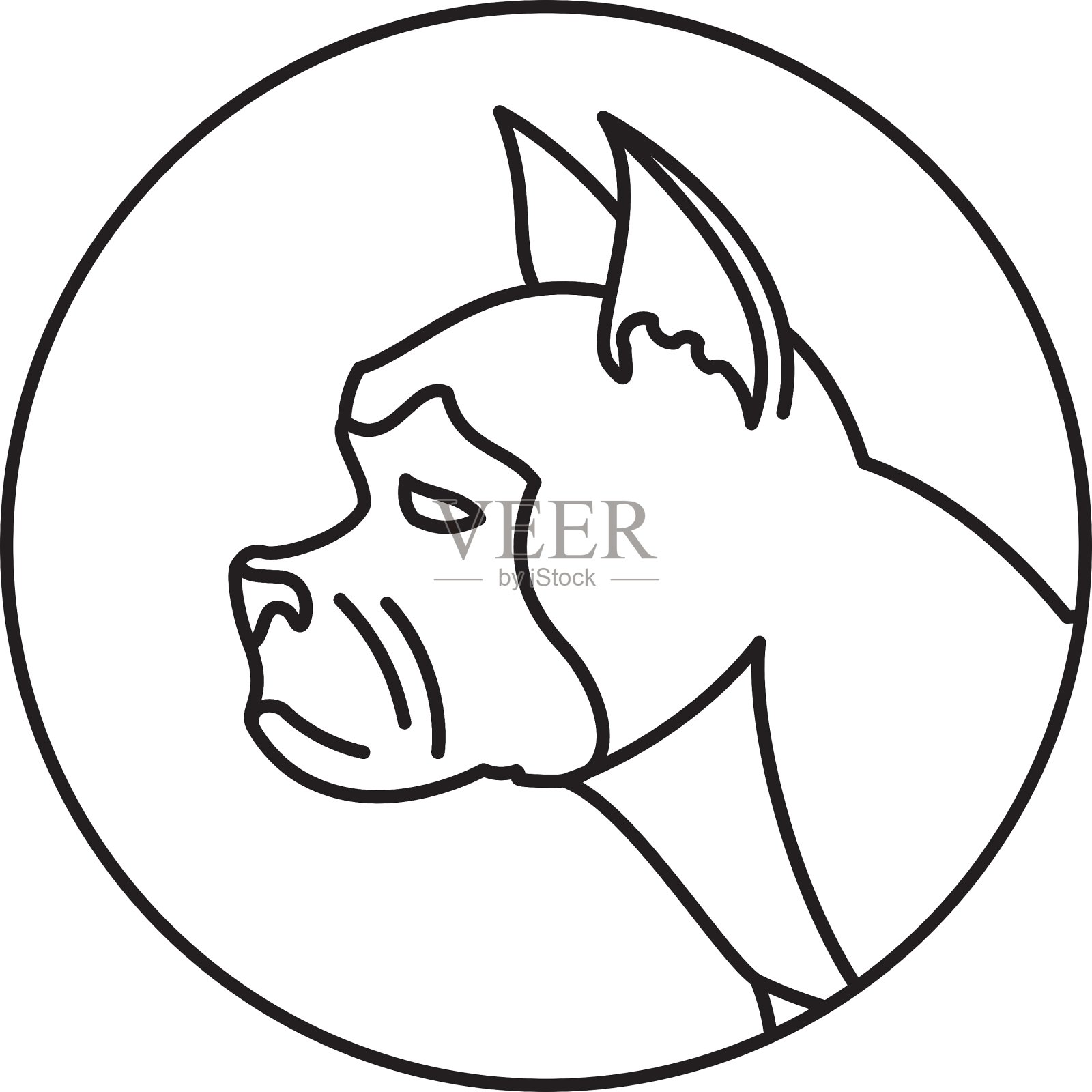 绳头犬在圆插画图片素材