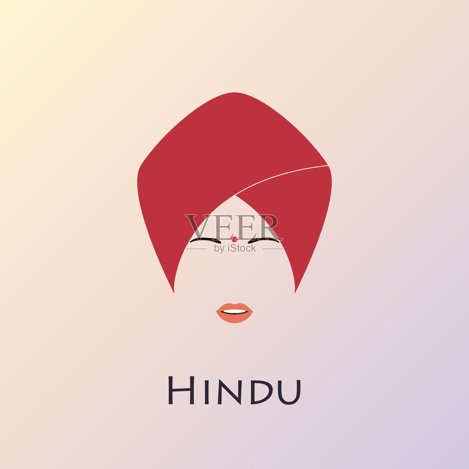 肖像的印度公主在传统的帽子插画图片素材