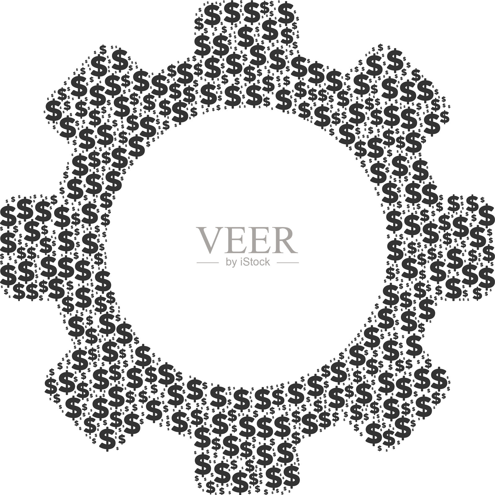 齿轮拼贴美元和点插画图片素材