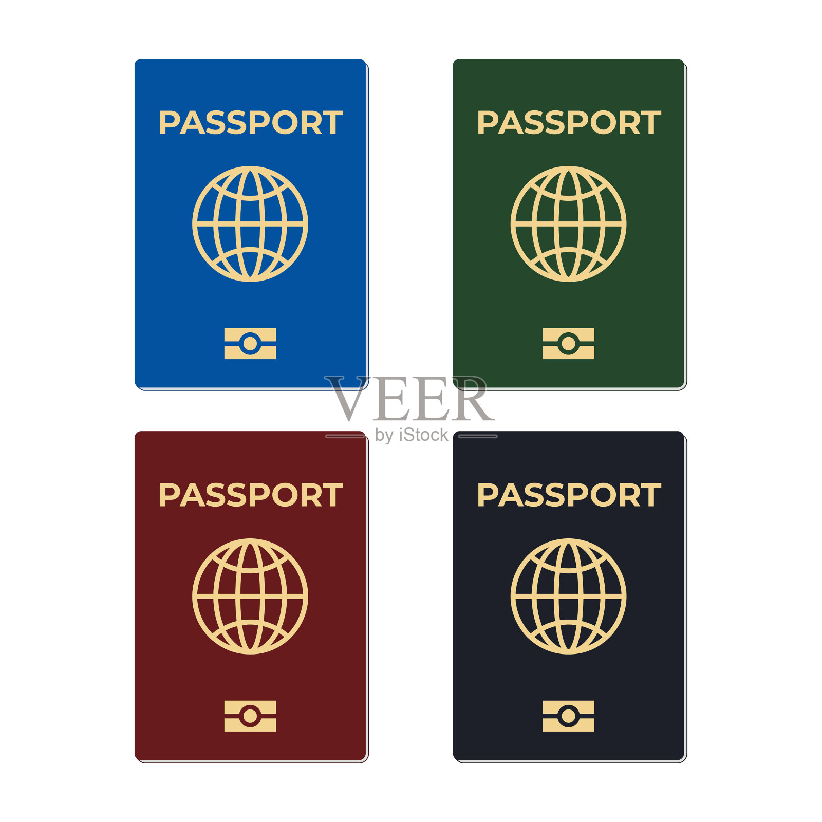 生物识别护照设置隔离插画图片素材