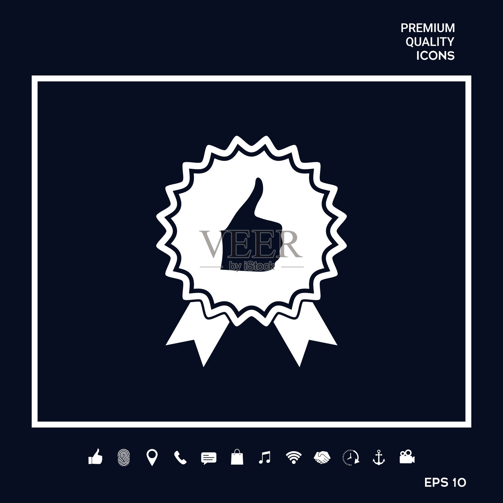 拇指向上的手势-标签上有丝带,拇指向上图标素材