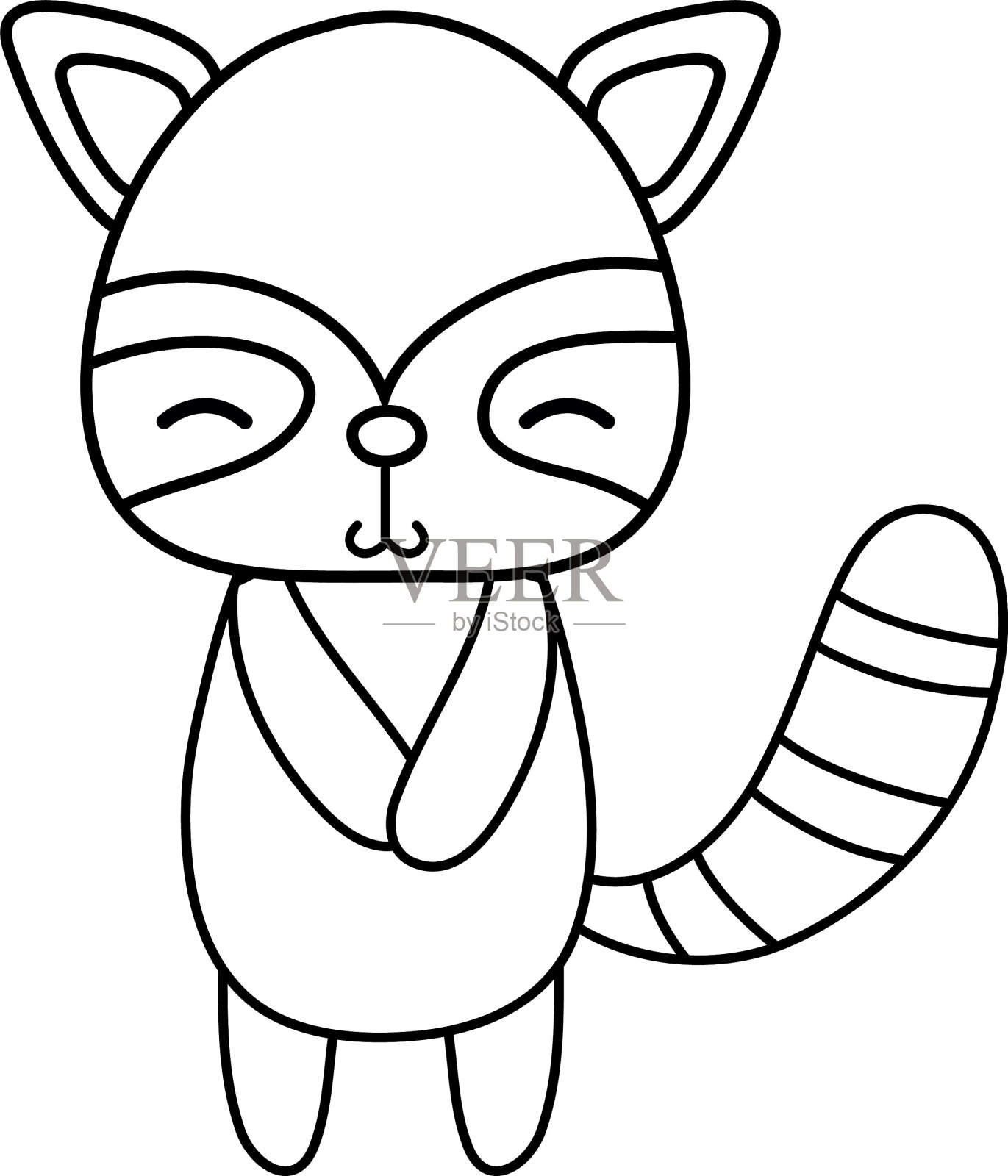 10、线可爱又害羞的浣熊野生动物设计元素图片