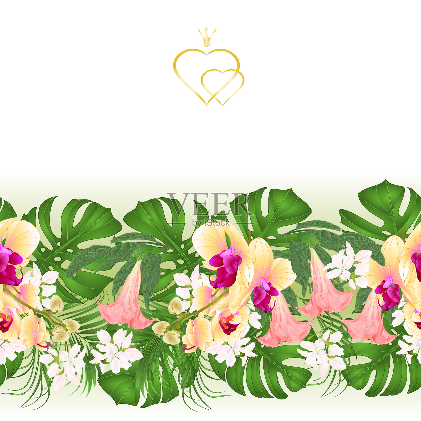 花边框无缝背景花束插画图片素材