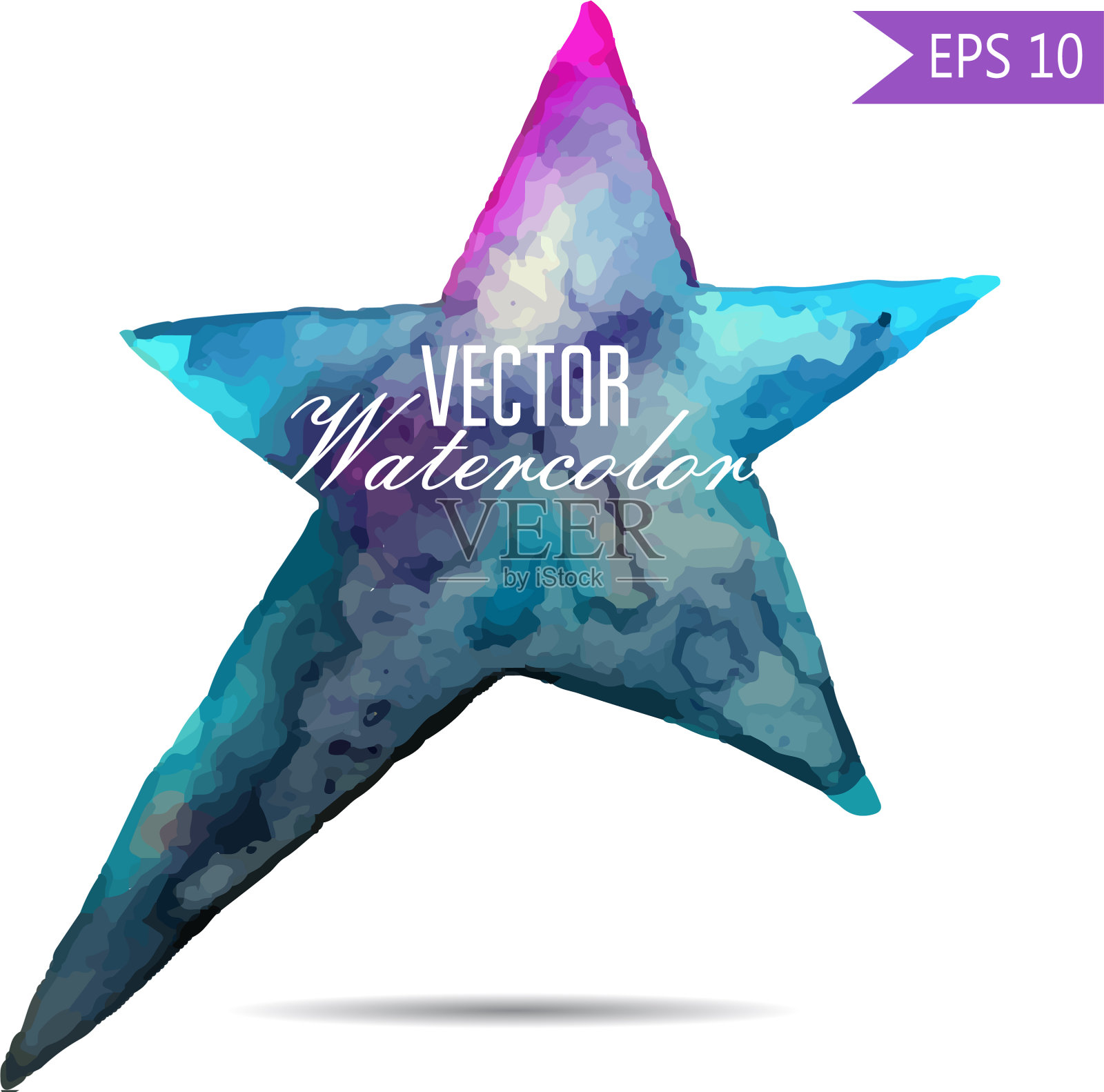 彩色水彩星形图标设计元素图片