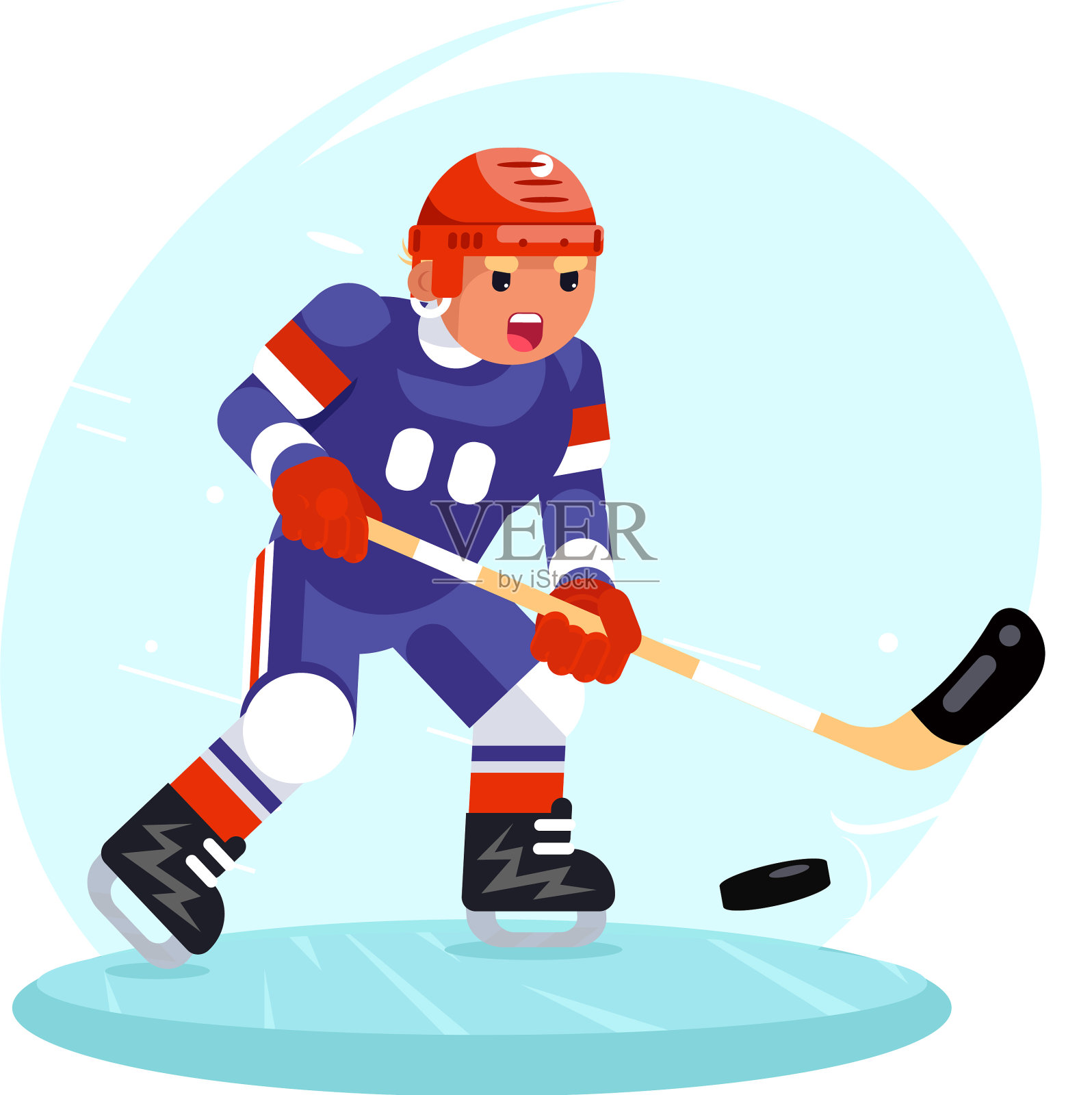 冰球运动员的棒冰冰鞋设计设计元素图片