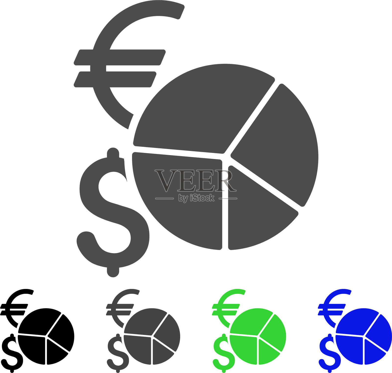 货币饼图的平面图标图标素材