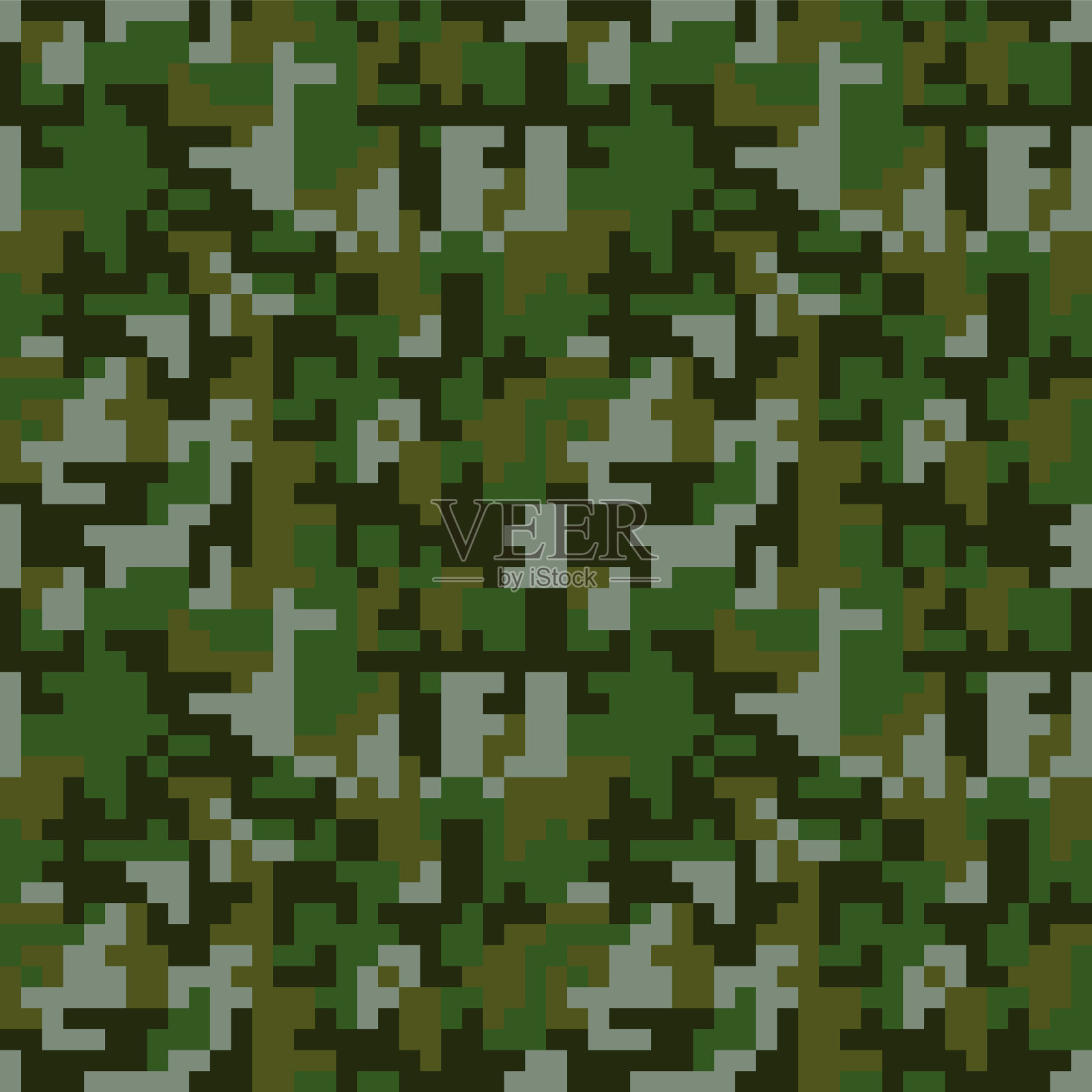 像素迷彩无缝图案绿色森林插画图片素材