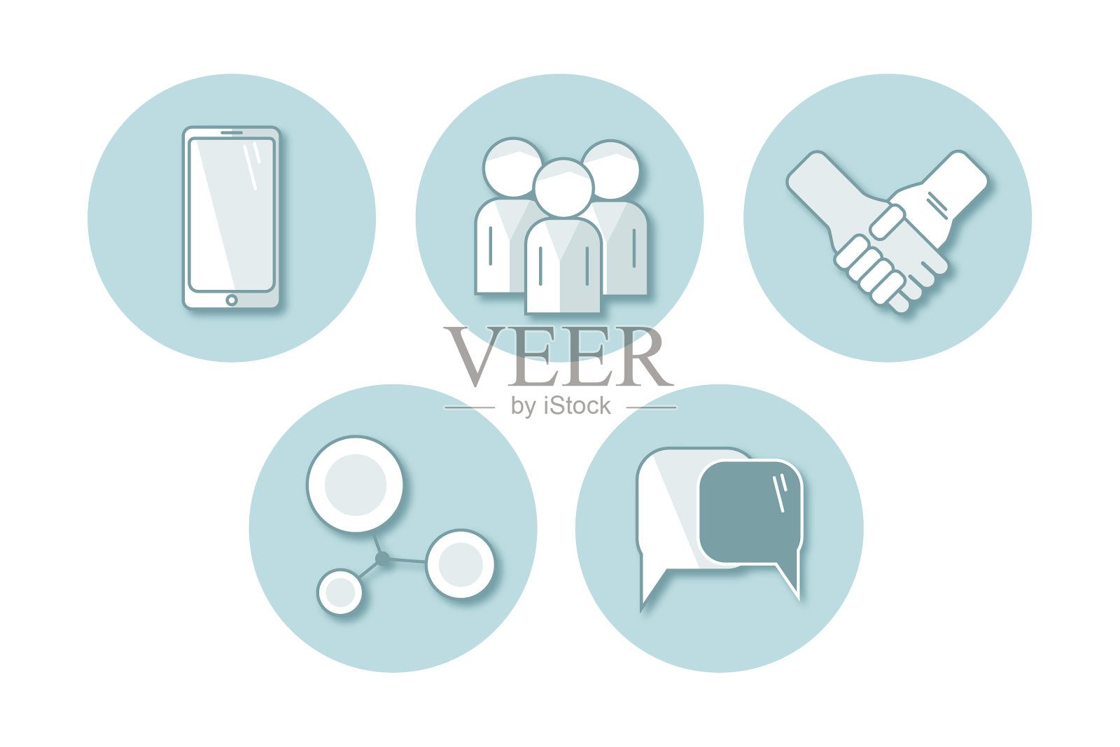 一组平面图标通信图标素材