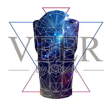 抽象的多边形三角鸡尾酒与开口设计元素图片