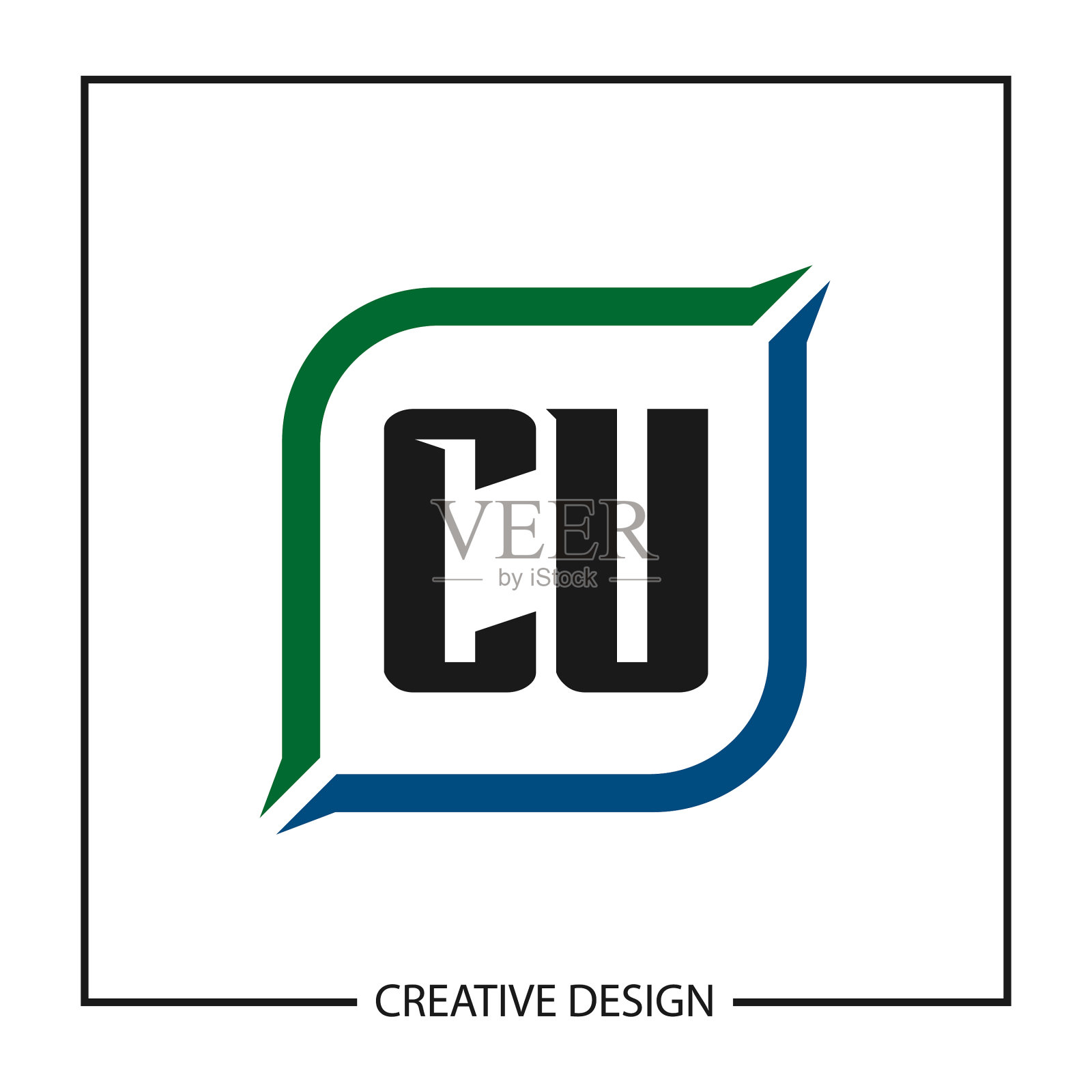 首字母cu标志模板设计图标素材