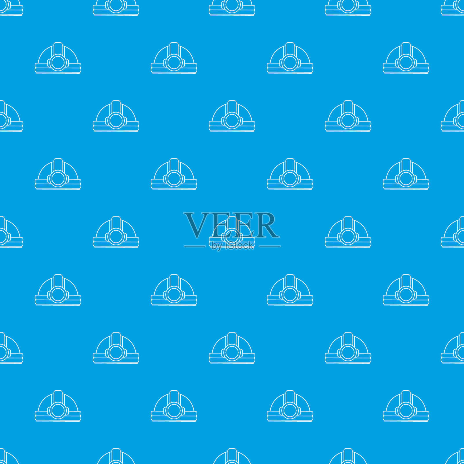 矿用钢盔图案无缝蓝色插画图片素材