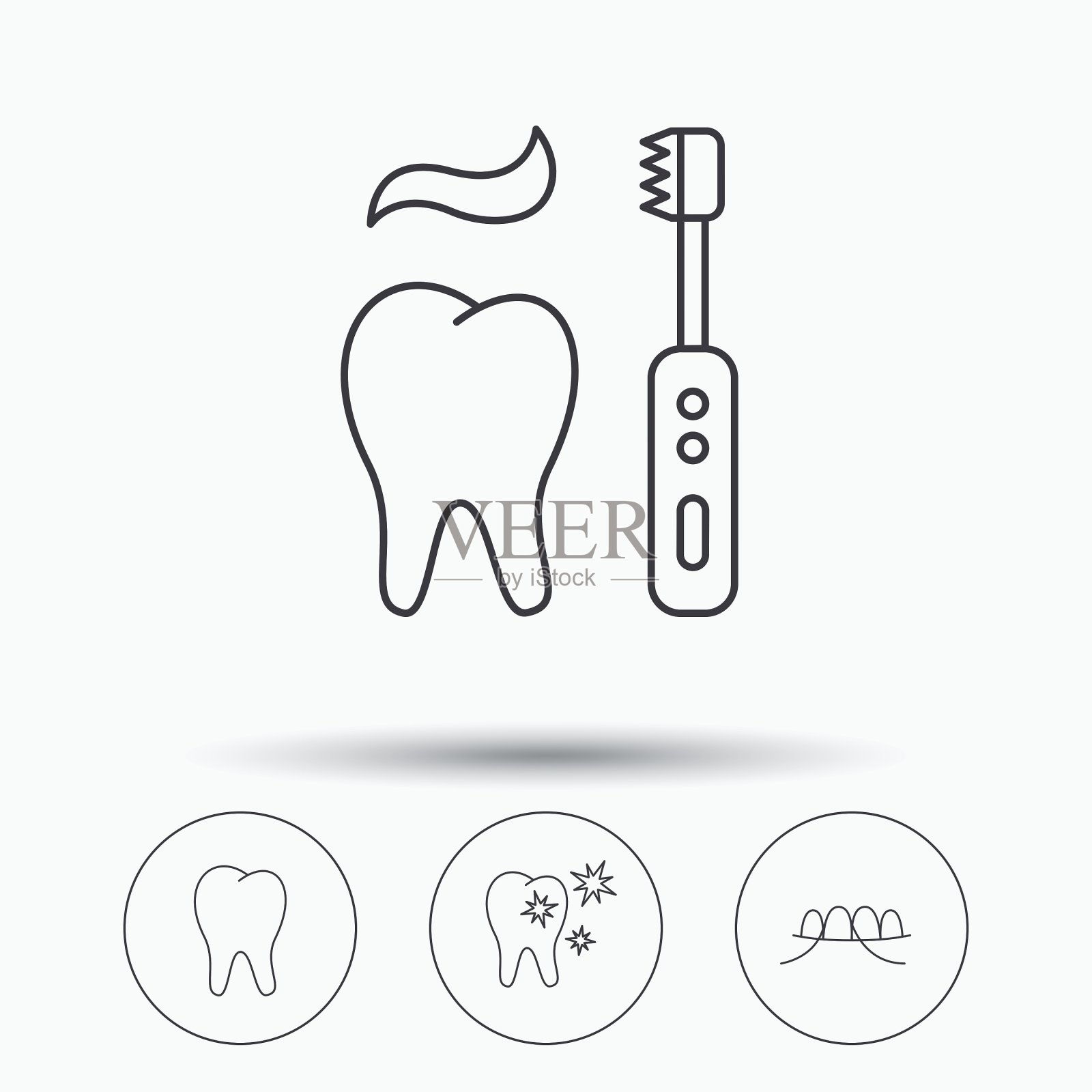 牙线牙齿和健康牙齿图标插画图片素材