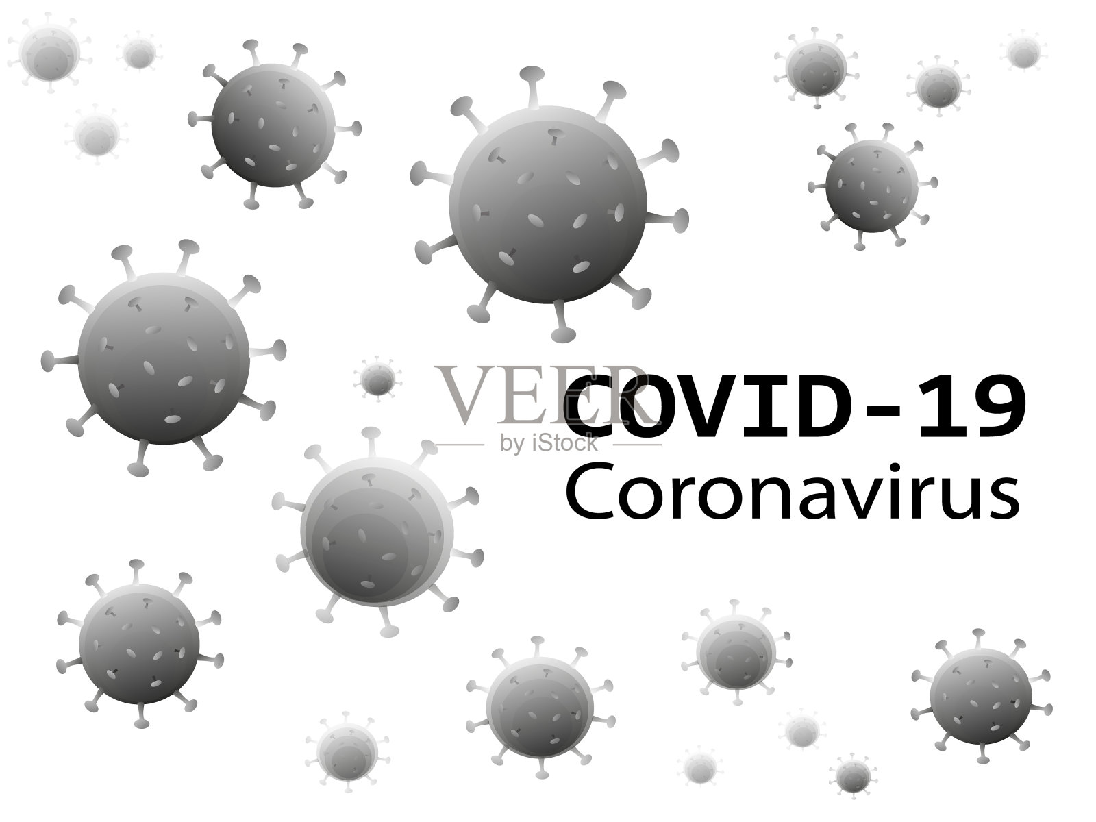 covid-19,全球大流行警报。冠状病毒的铭文和符号。矢量图插画图片素材