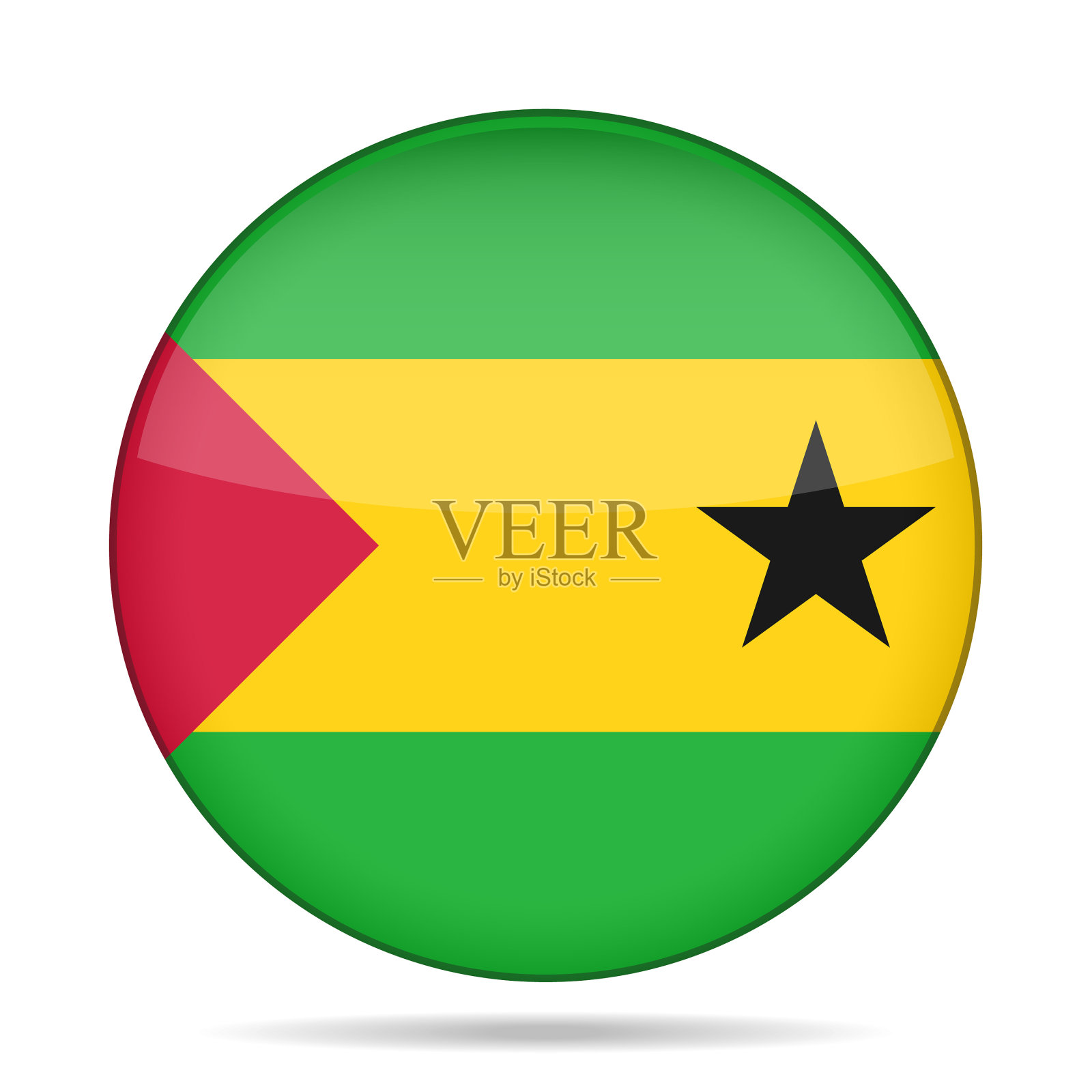 圣多美和普林西比国旗闪亮的圆形按钮插画图片素材