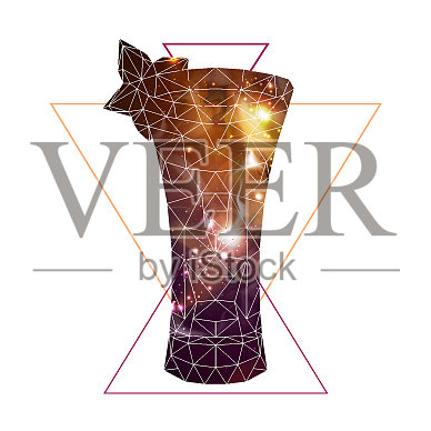 抽象的多边形三角鸡尾酒与开口设计元素图片