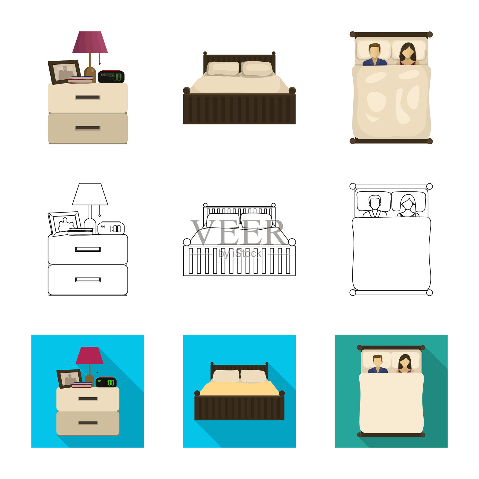 梦与夜的图标插画图片素材