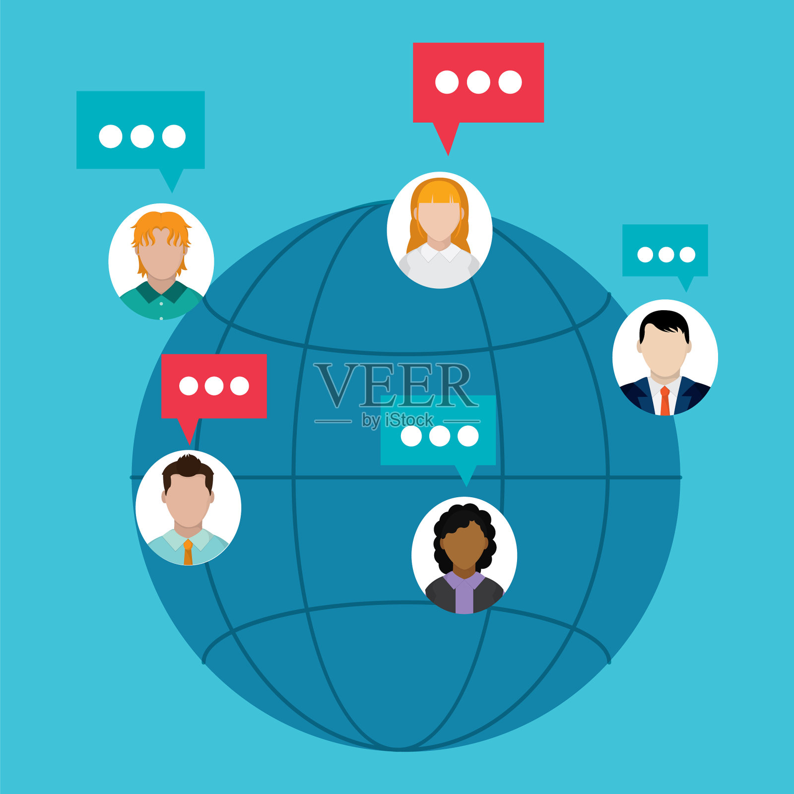 世界各地的人们在聊天插画图片素材