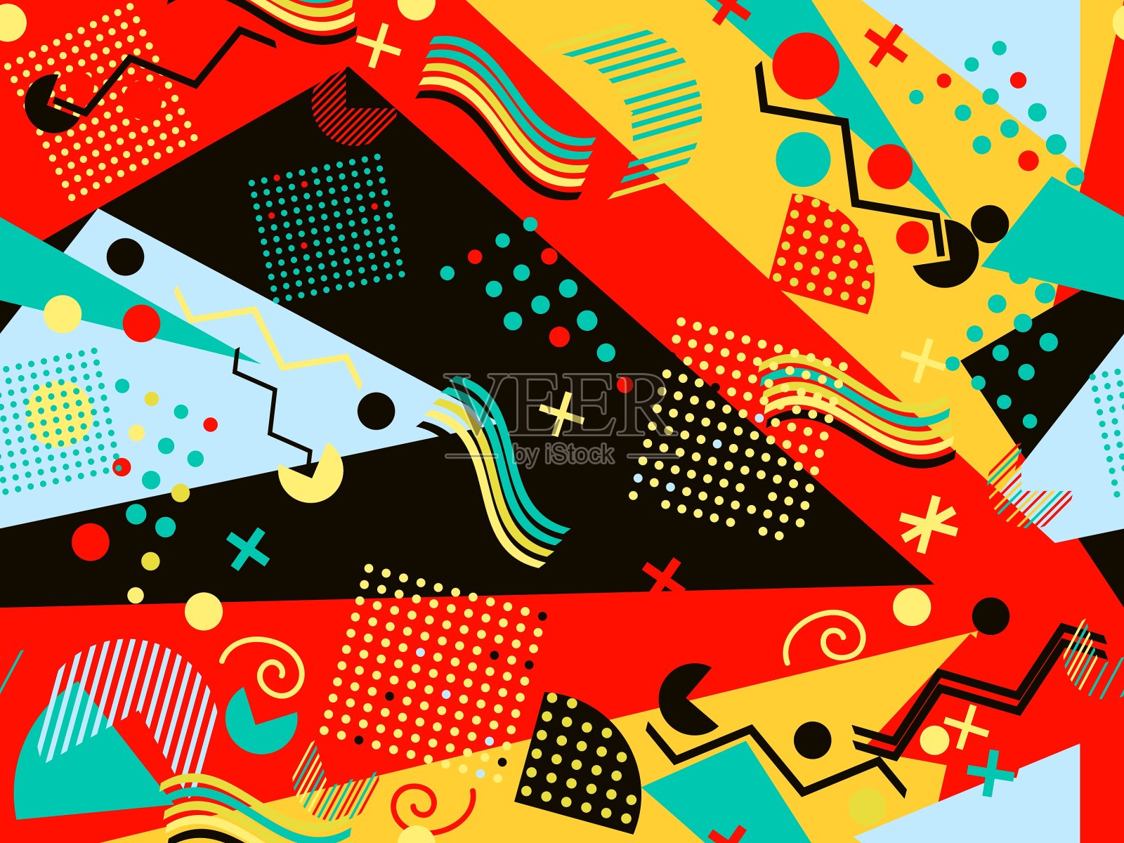 80年代风格的Memphis无缝模式插画图片素材