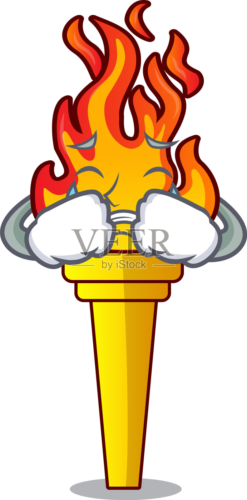 卡通风格的哭火炬吉祥物插画图片素材