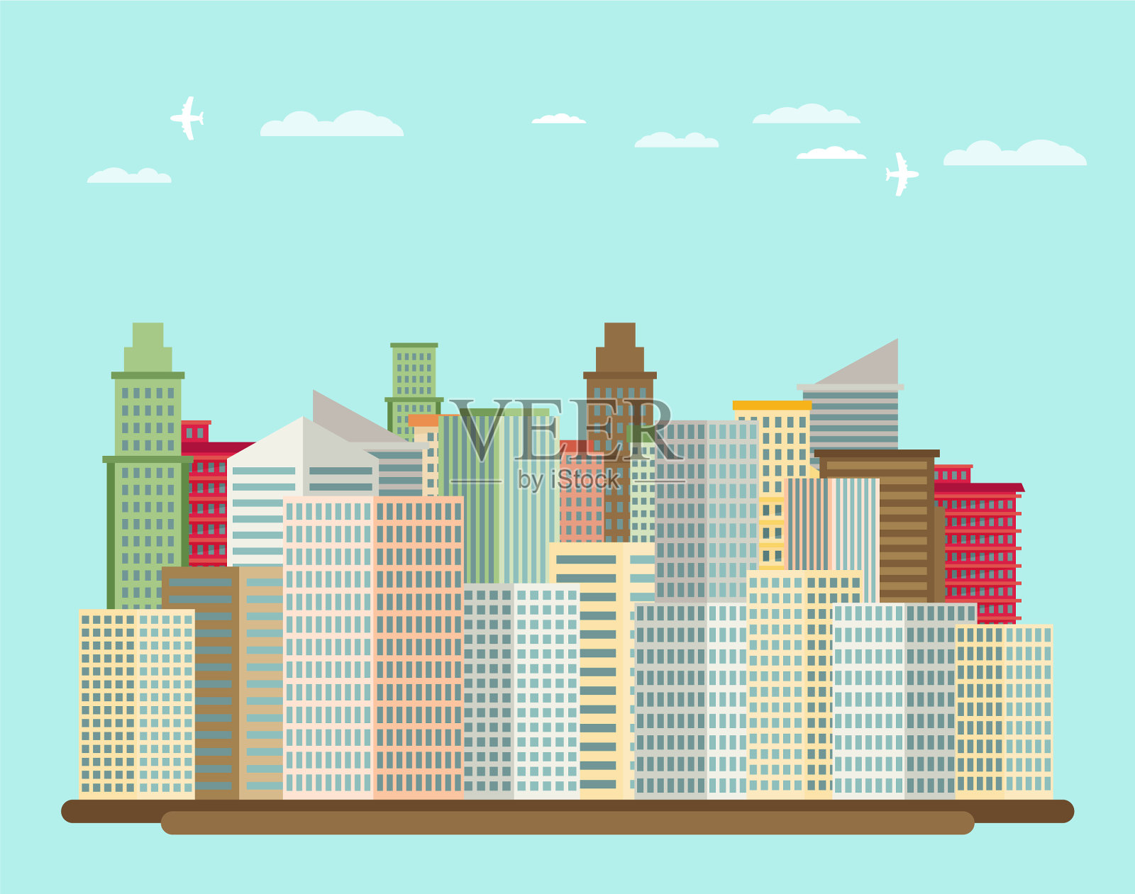 平面设计城市景观插画图片素材