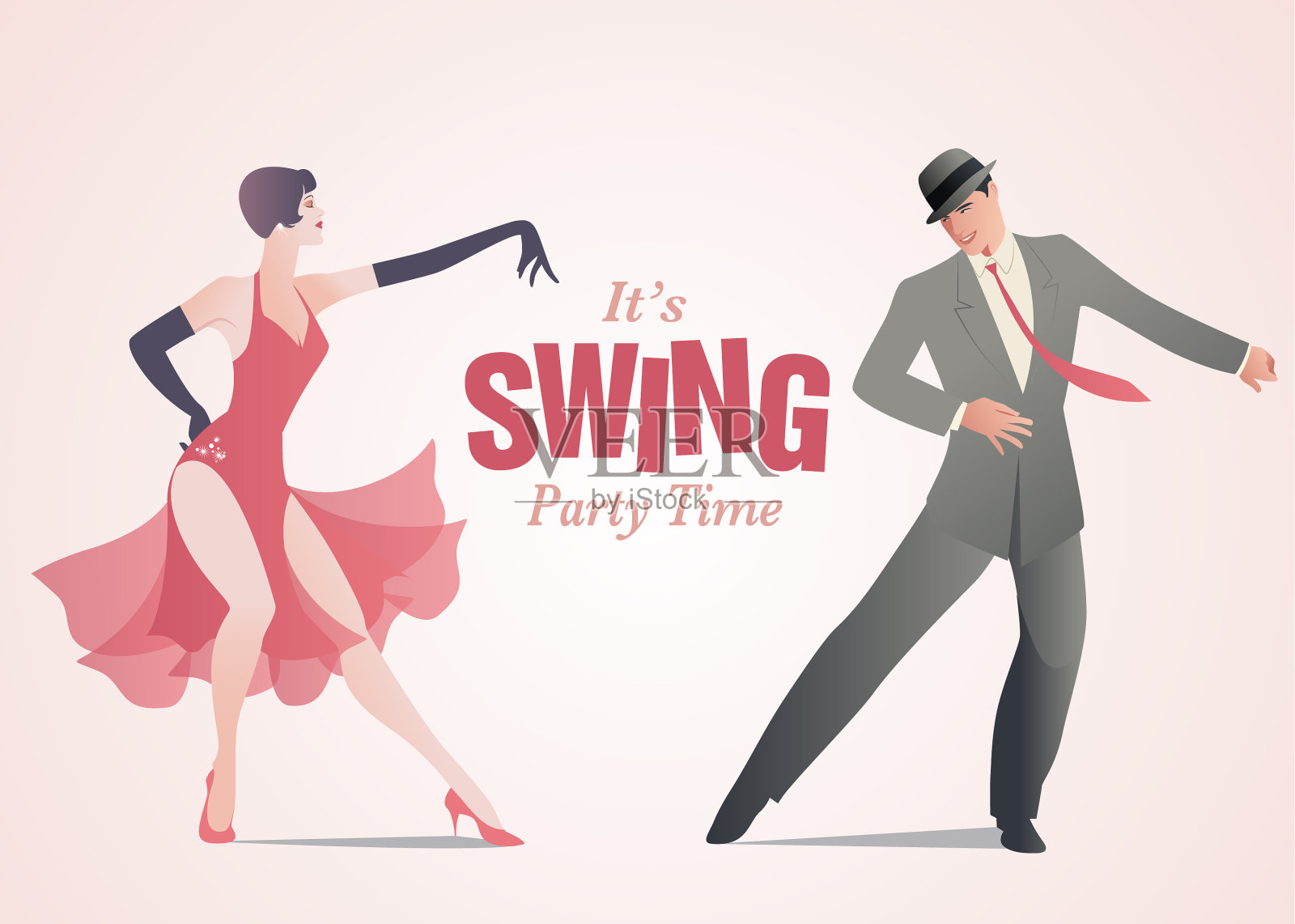 快乐的年轻情侣插画图片素材