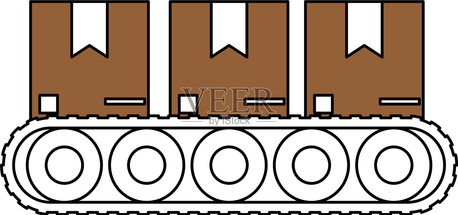 彩色剪影卡通包装输送带插画图片素材