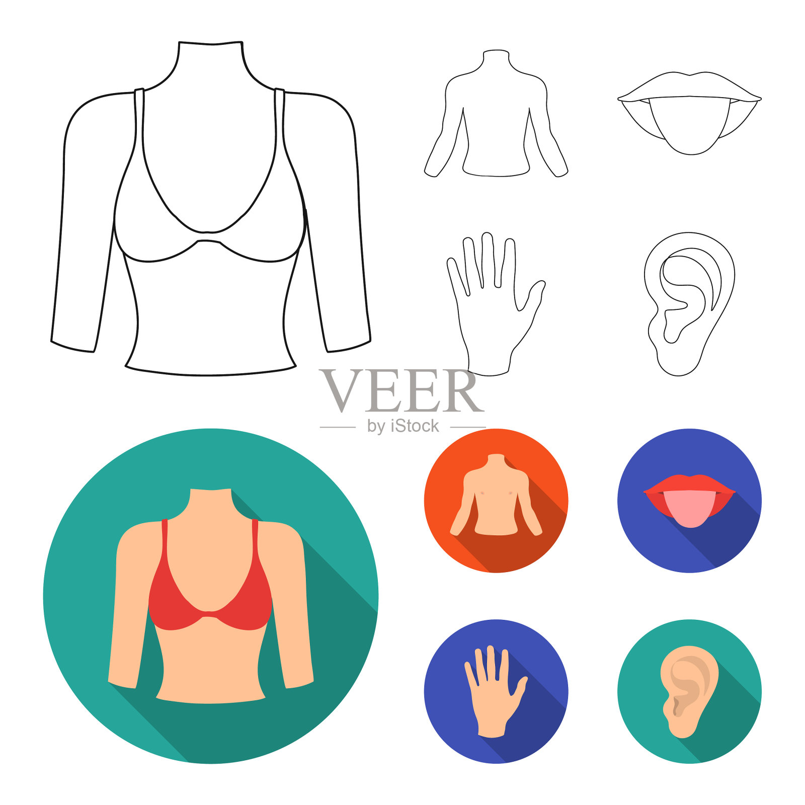 人的嘴的后部,手的耳朵部分插画图片素材