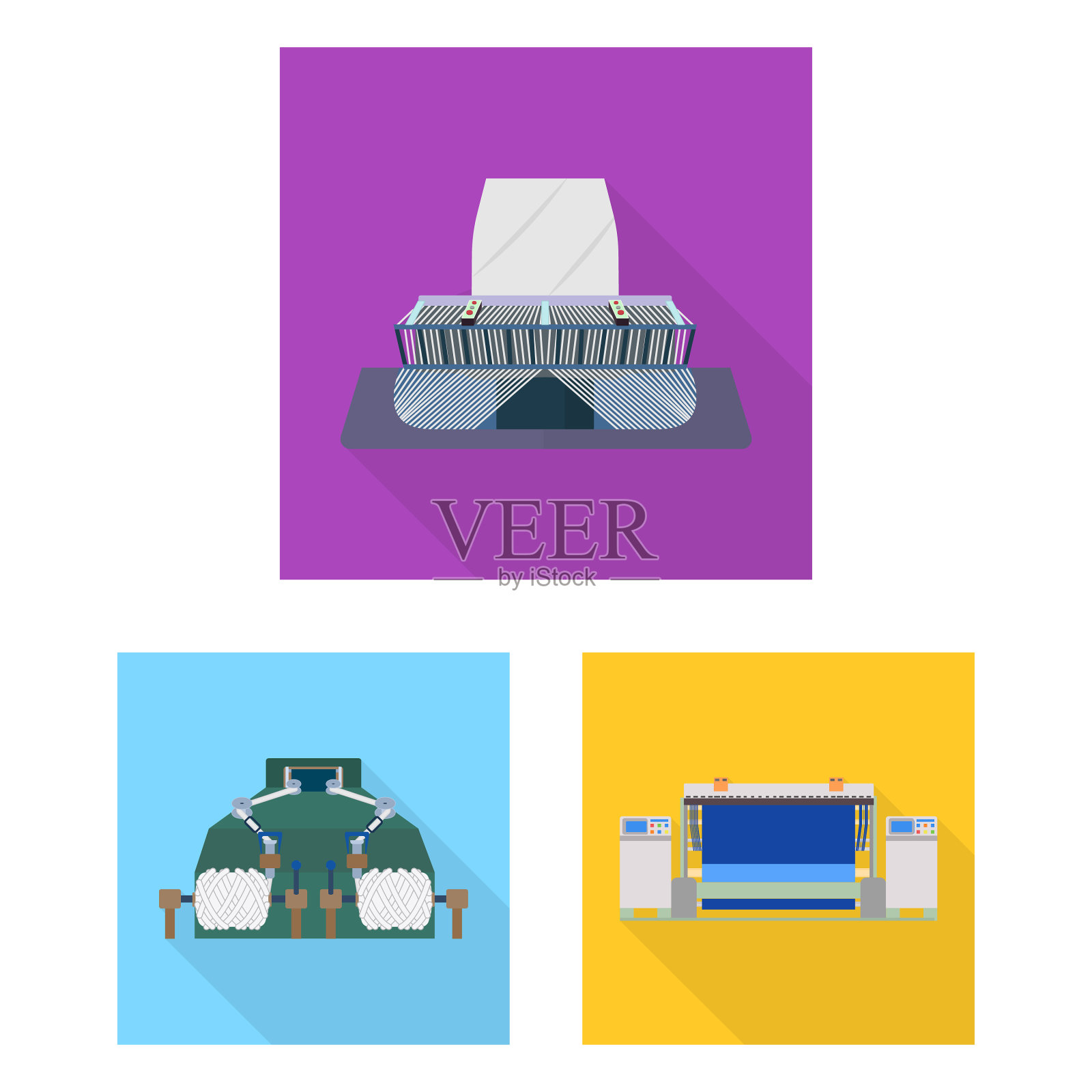 纺织工业平面图标集图标素材