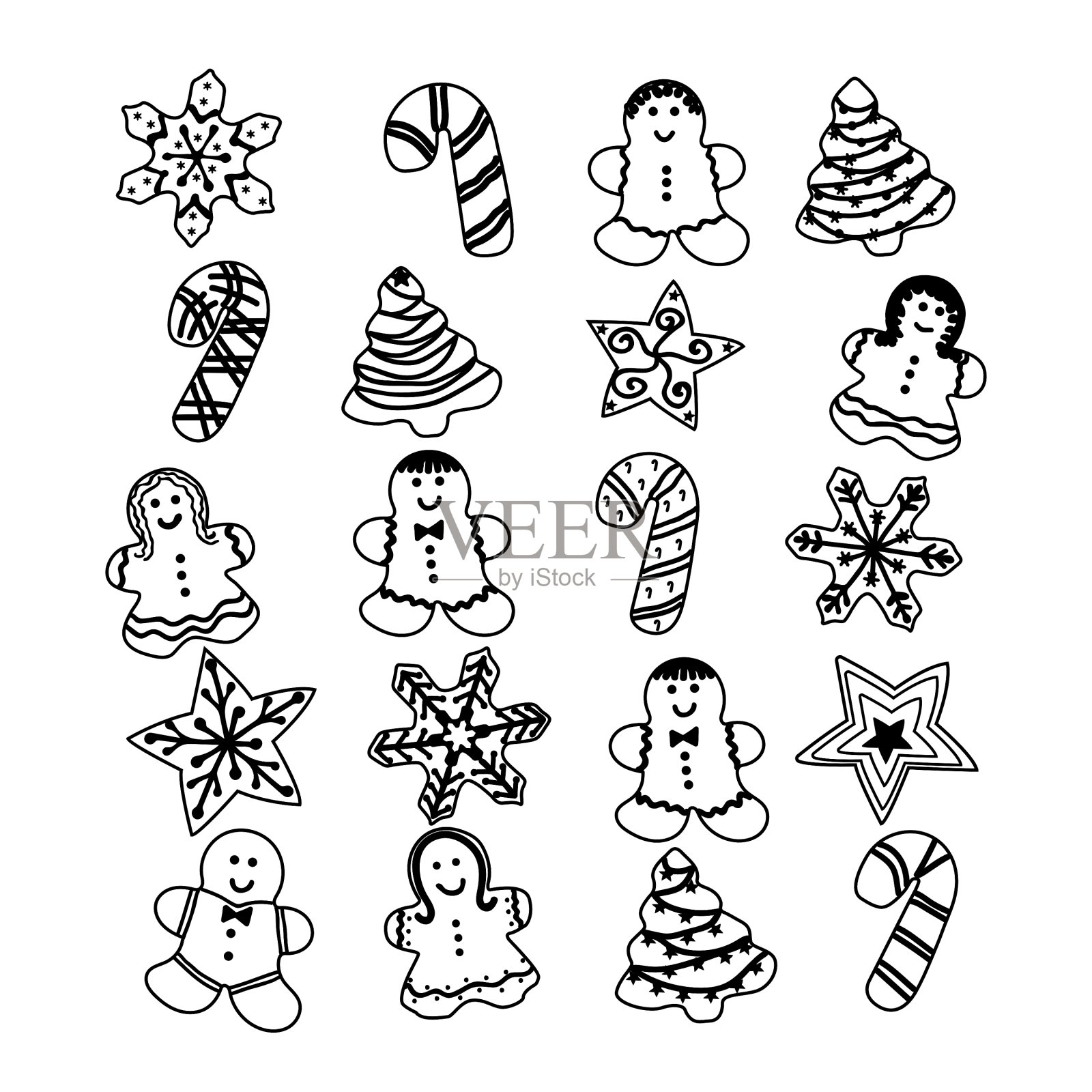 姜饼圣诞套装饼干插画图片素材