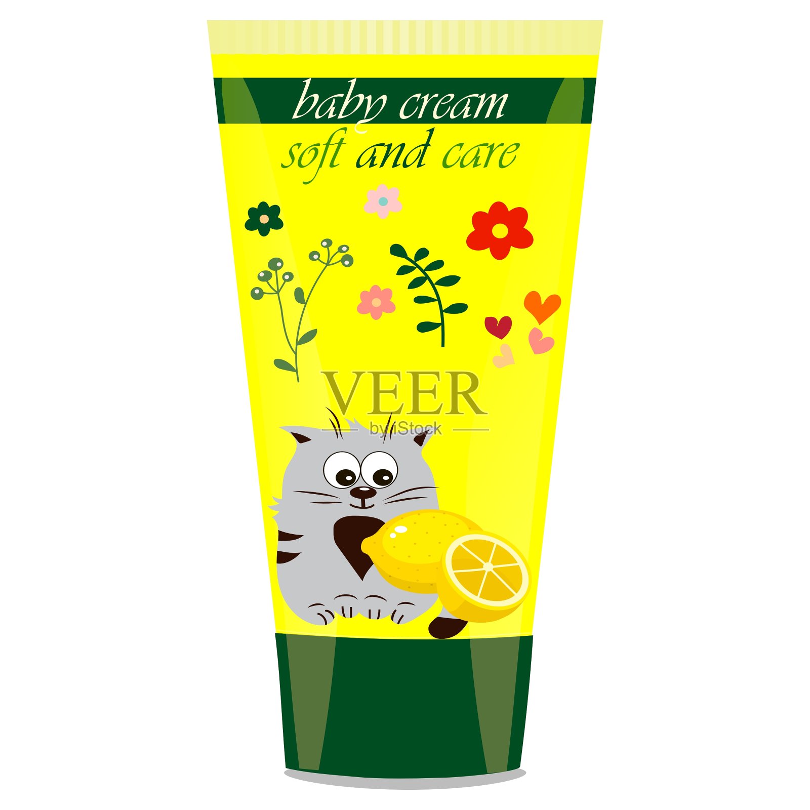 婴儿乳霜管与儿童设计插画图片素材