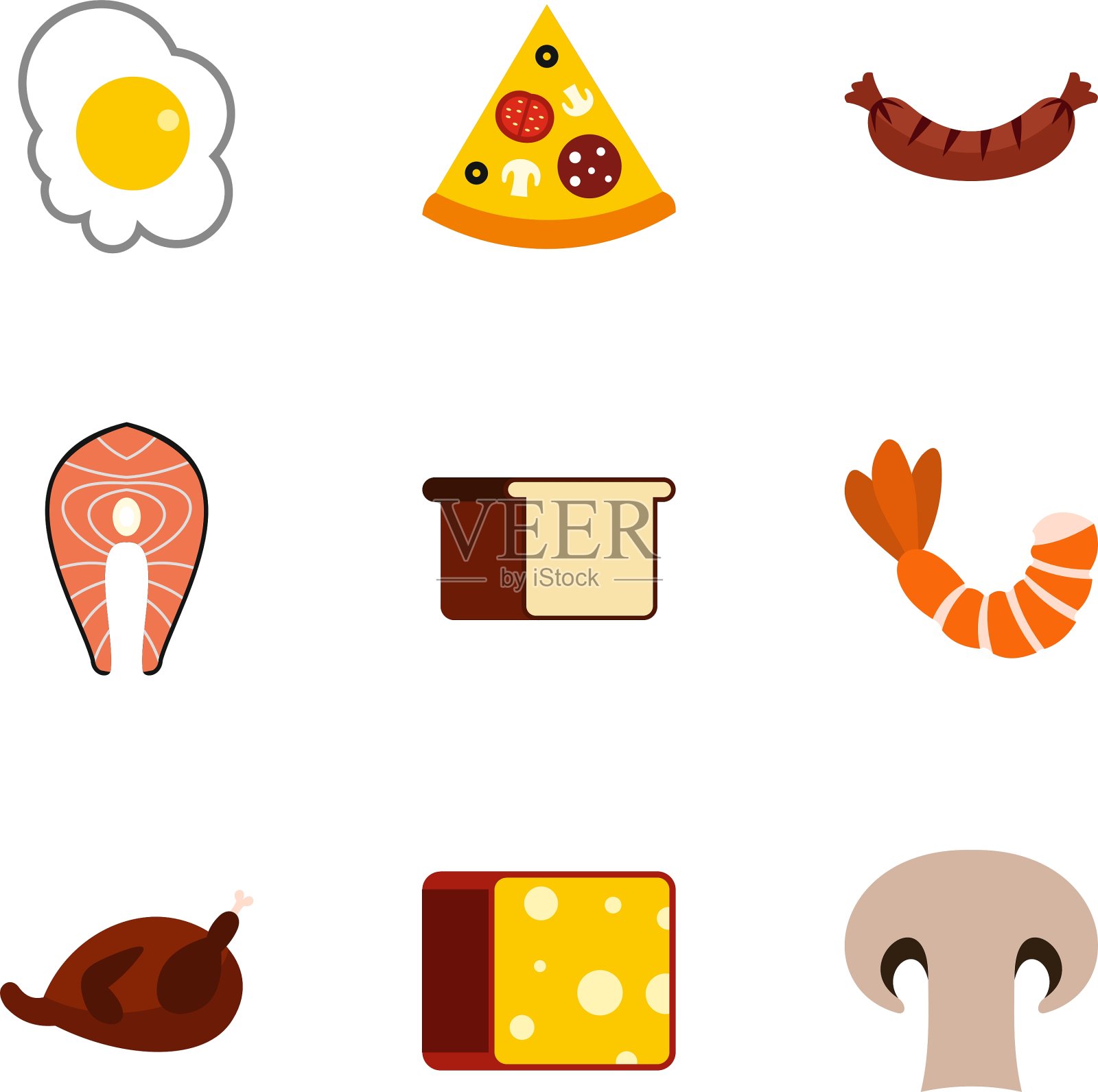 早餐图标设置扁平化风格图标素材