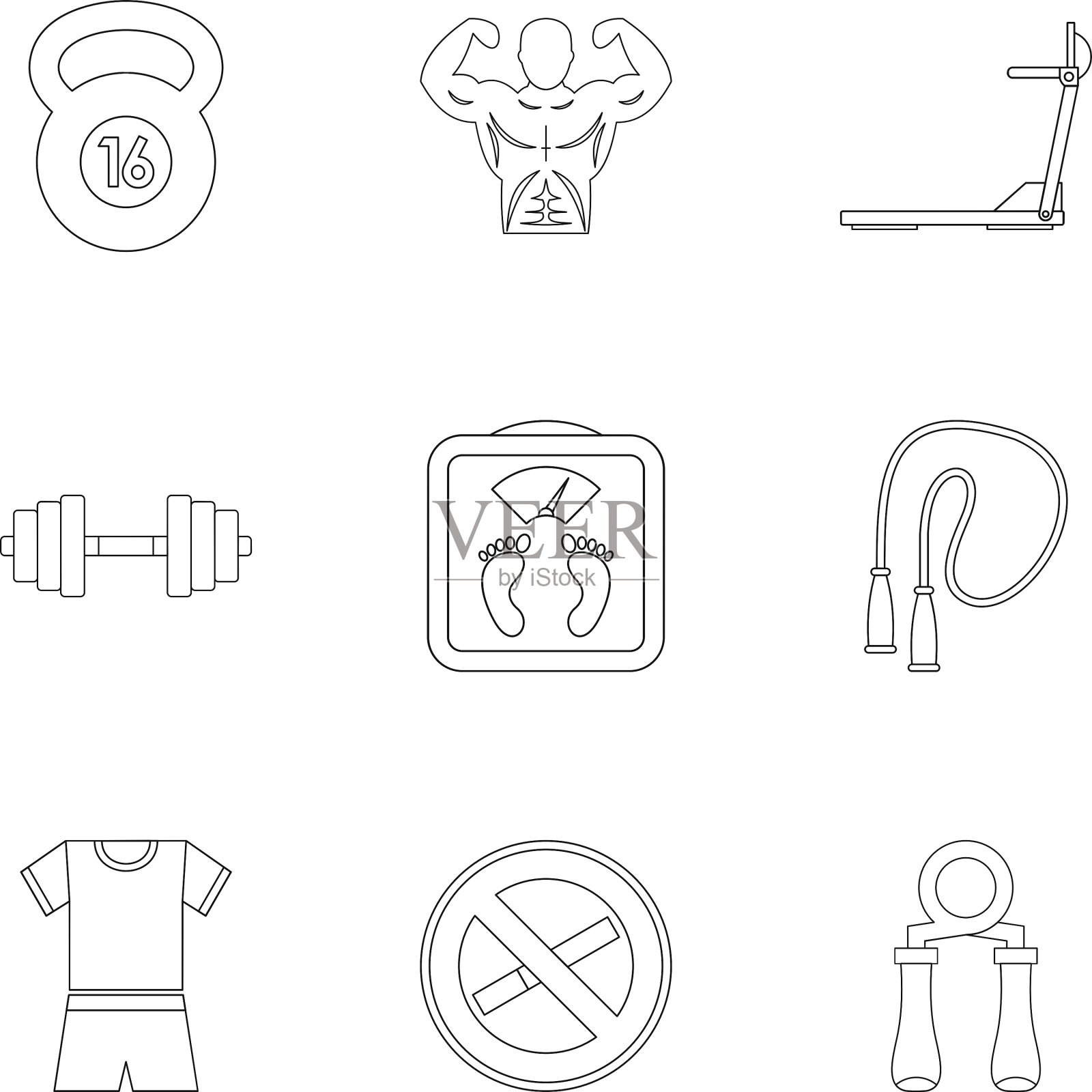 运动图标设置轮廓风格图标素材