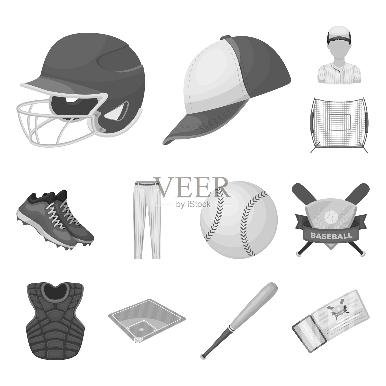 棒球和属性单色图标设置图标素材