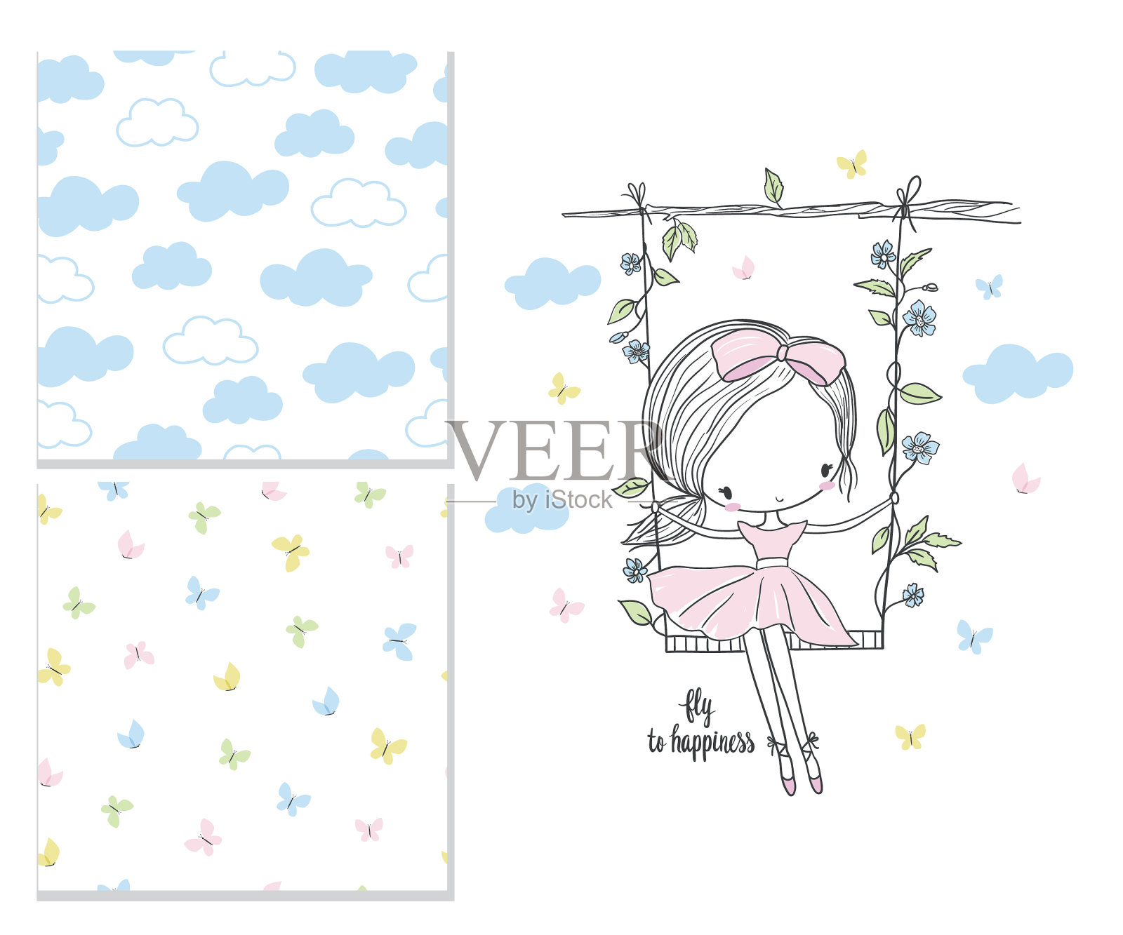 荡秋千的小女孩设计元素图片