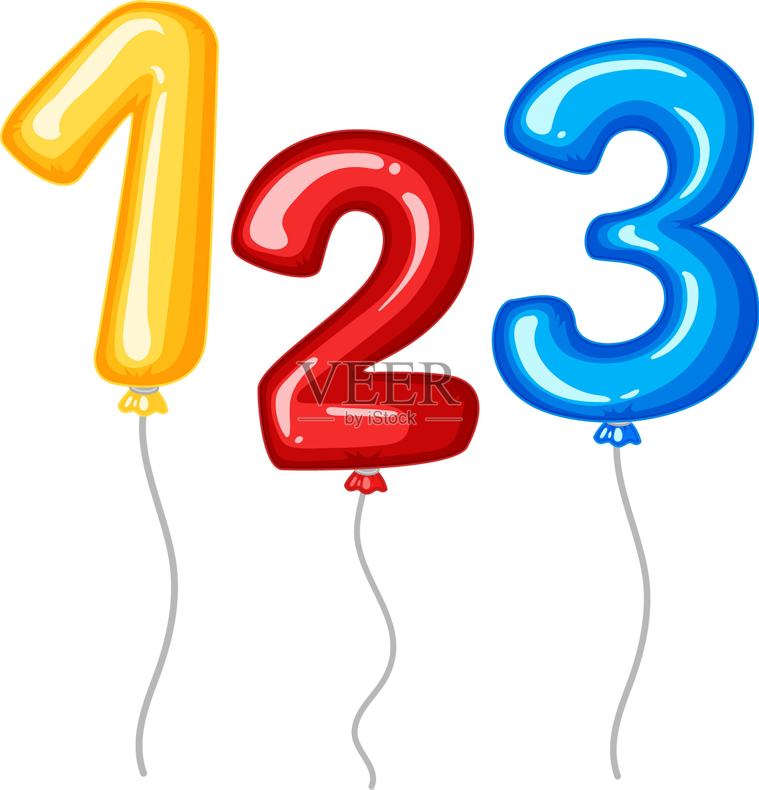 气球代表1到3号设计元素图片
