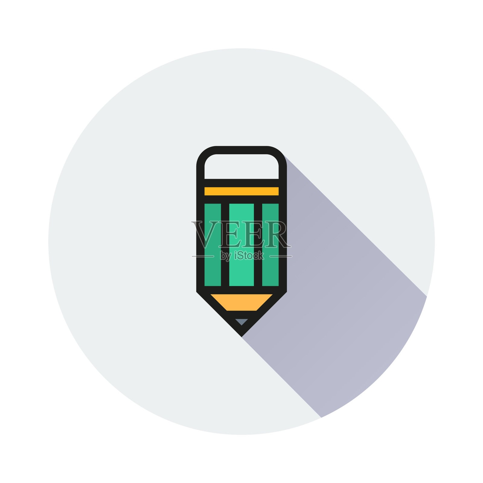 铅笔图标上的圆形背景设计元素图片