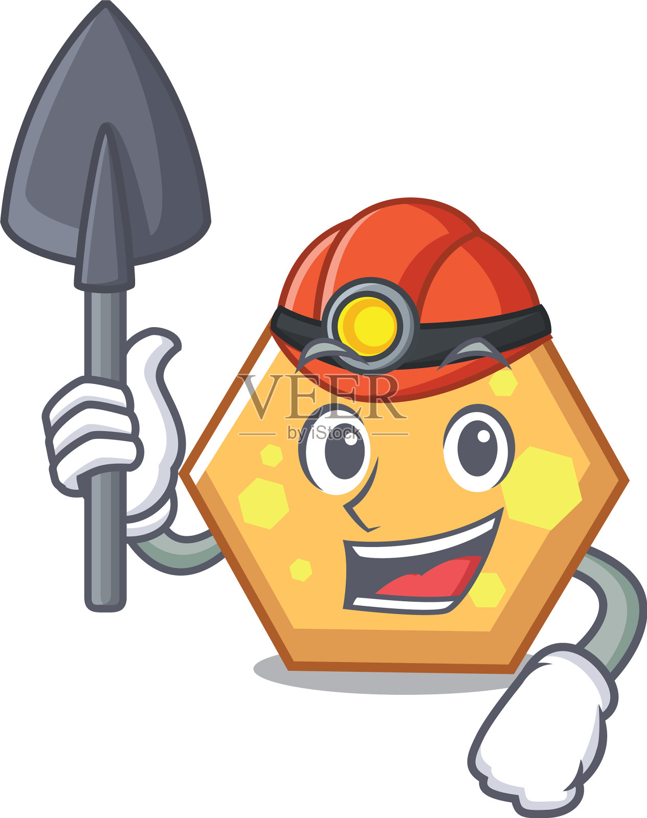 矿工卡通造型的六边形吉祥物设计元素图片